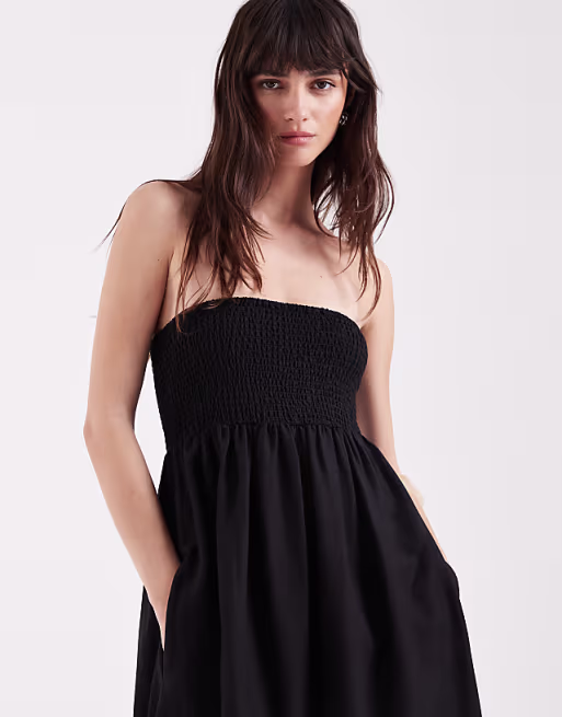 AWARE boho bandeau maxi dress in black