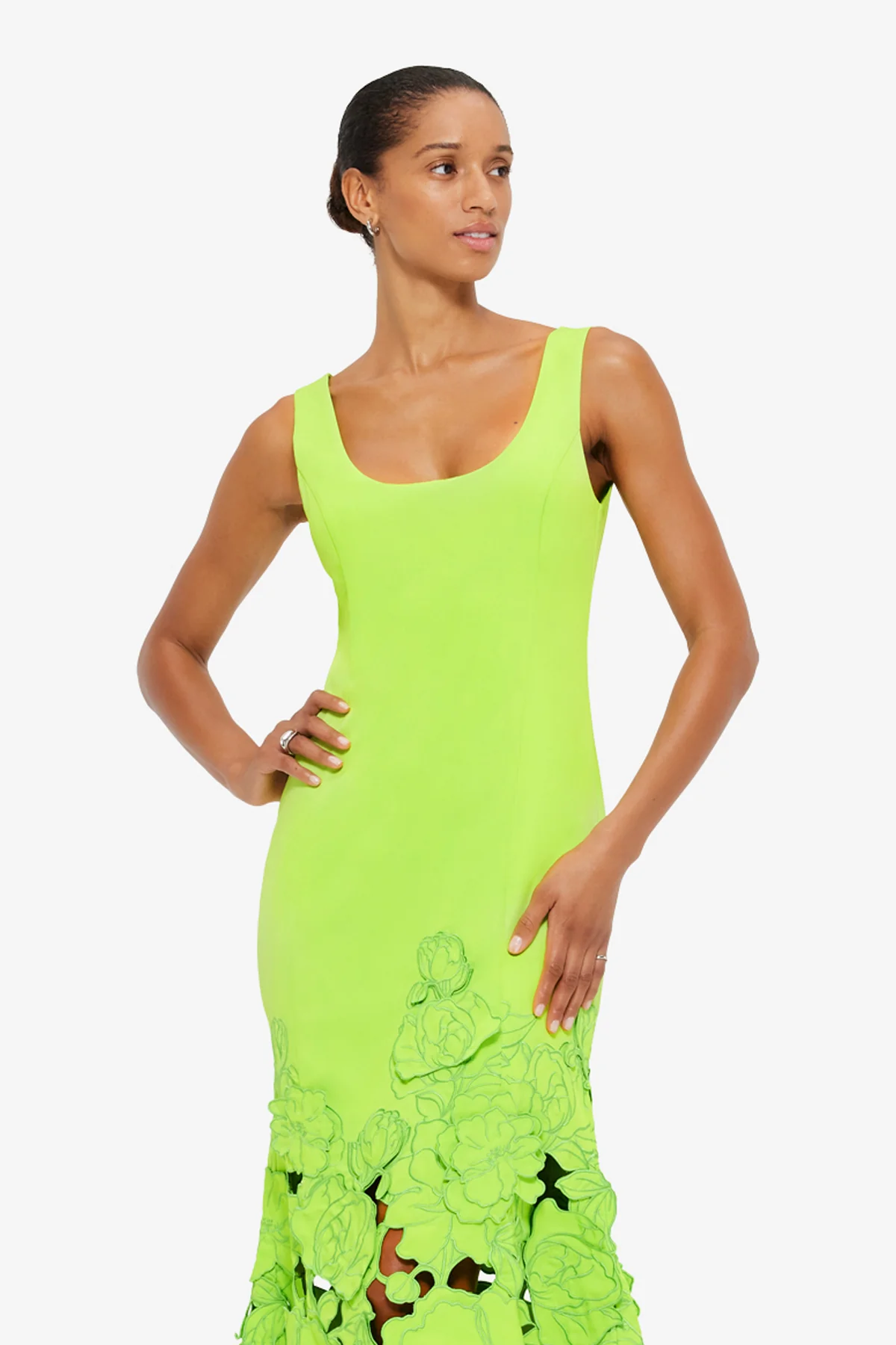 Emily Appliqué Midi Dress - Lime