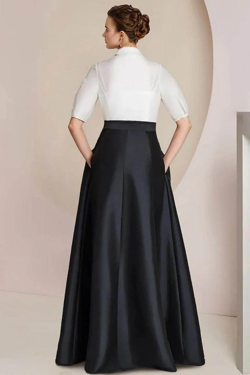 A Line Shirt Collar Short Sleeves Floor Length 2 pieces Mother Dresses CM0347