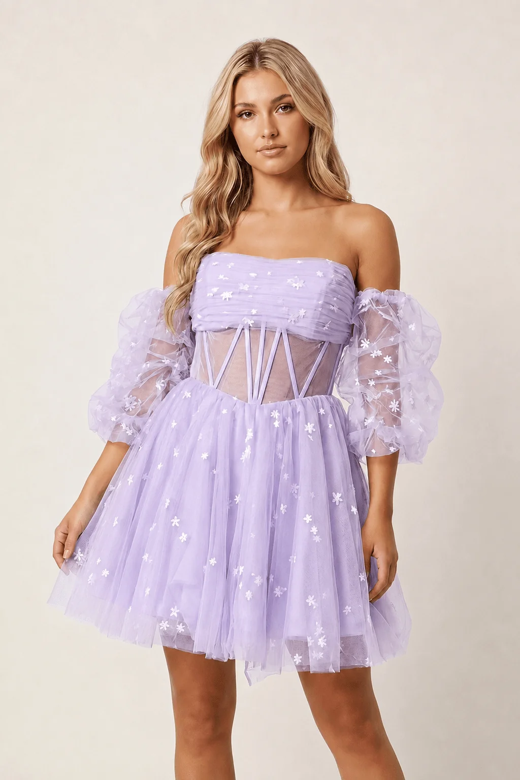A-Line Pleated Tulle Homecoming Dress