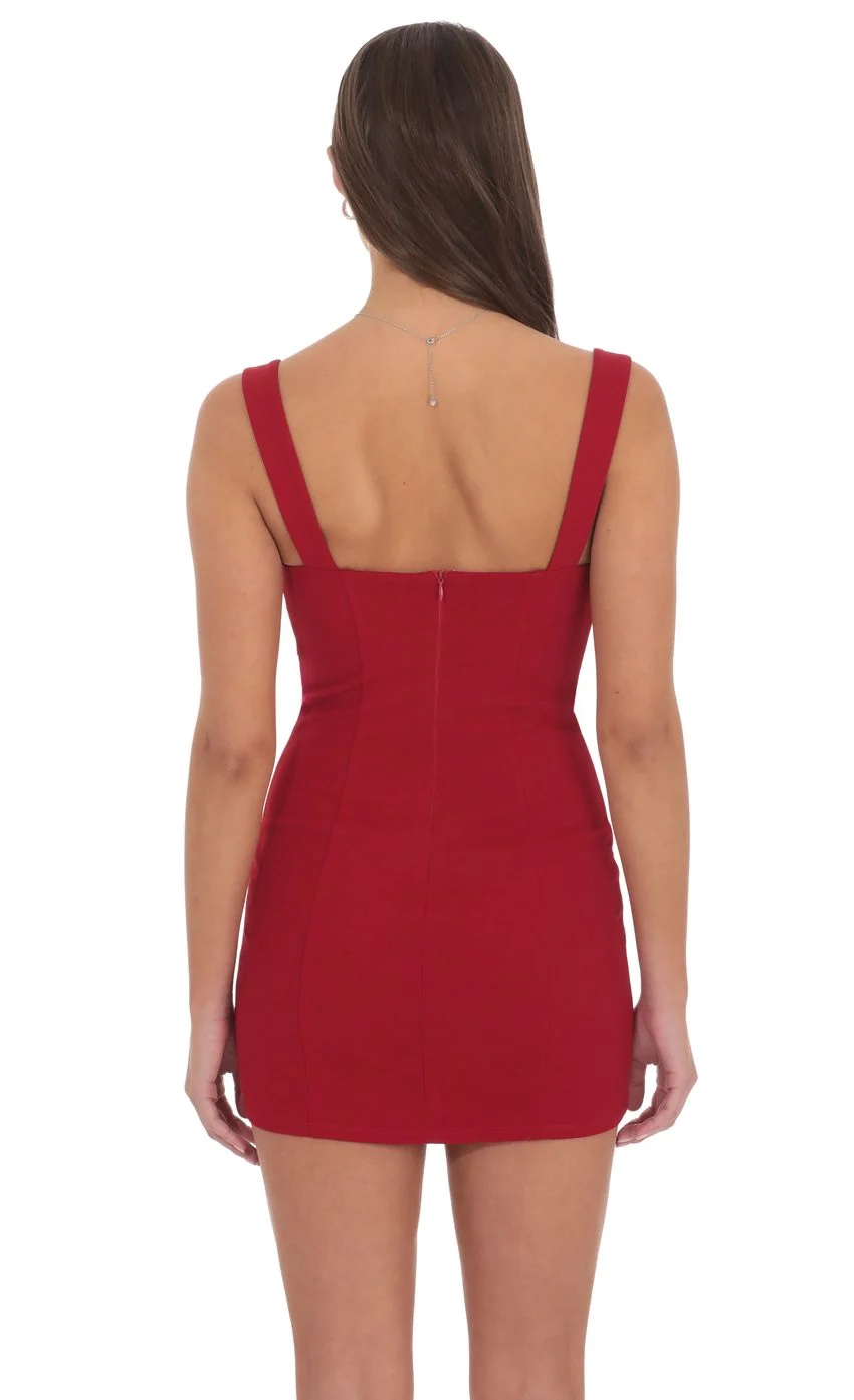 Lace Bust Bodycon Dress in Red