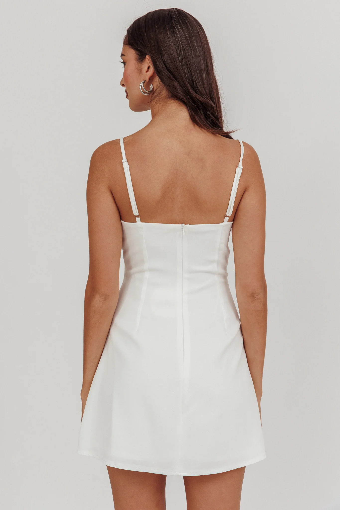 So Good Front Button Mini Dress White