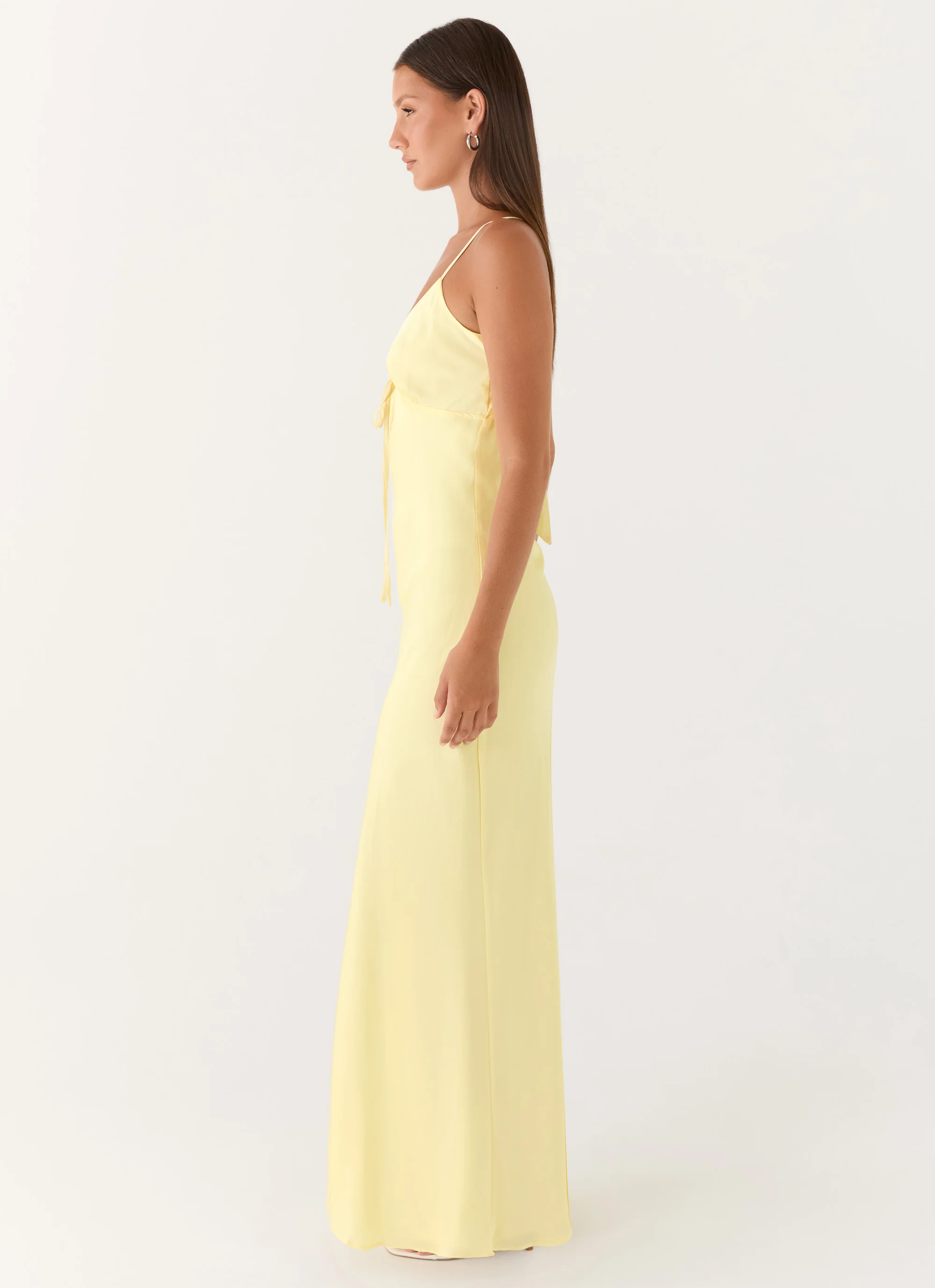 Flora Satin Maxi Dress - Lemon