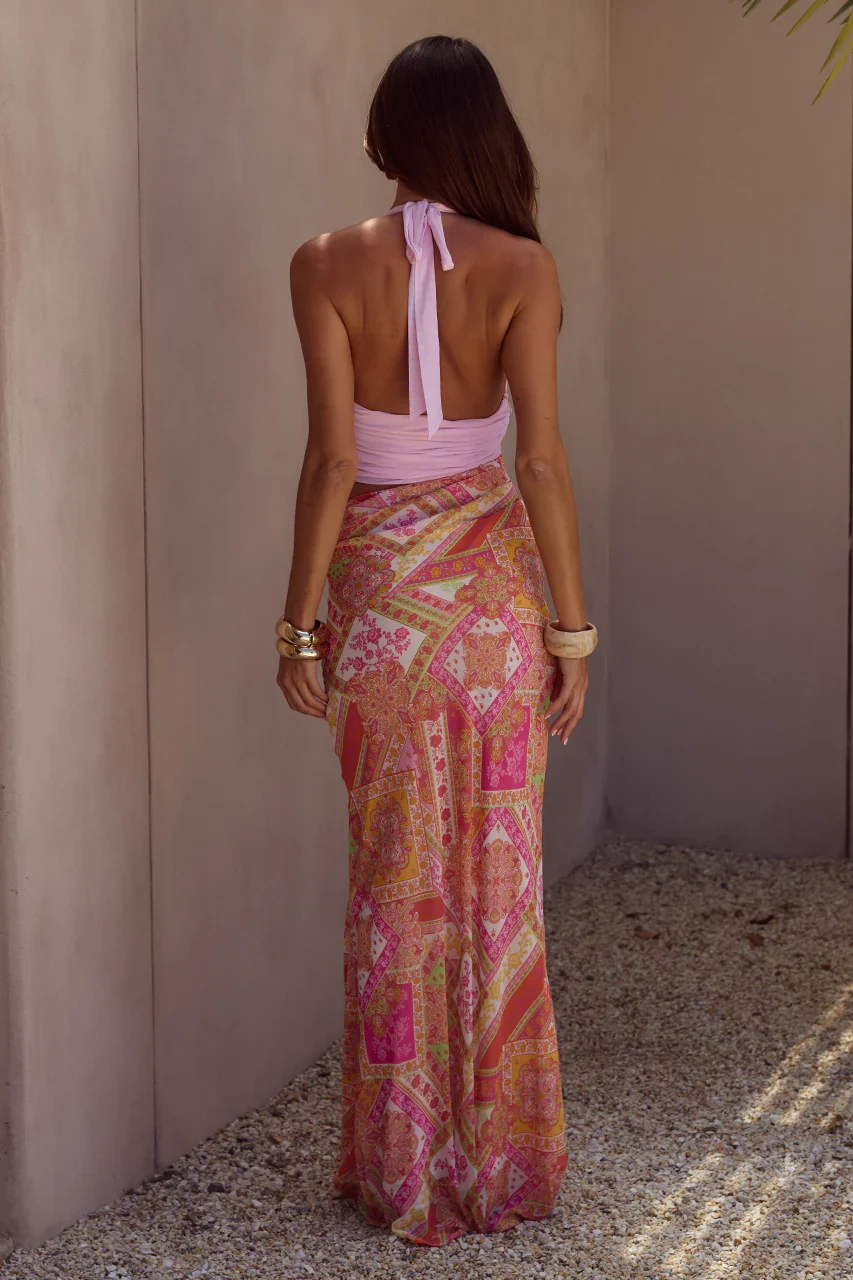 ALEXIS HALTER CUT OUT MAXI DRESS - CAVELLO PEACH