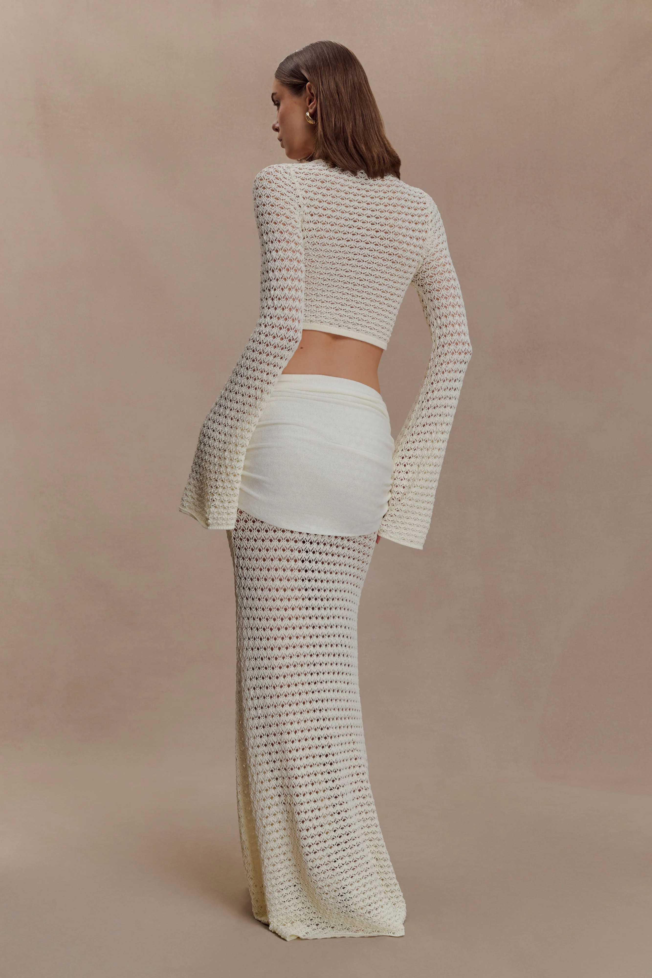 Mania Crochet Maxi Skirt With Hardware - Ivory