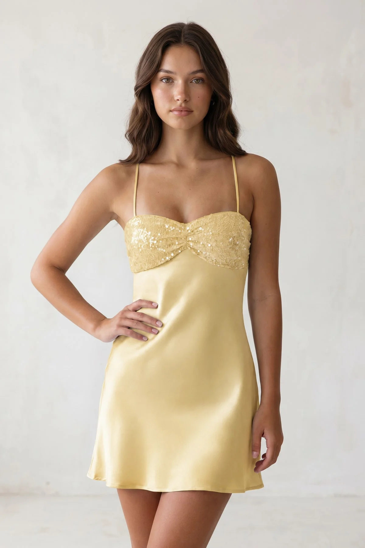 Sky Blue Spaghetti Straps Sheath Satin Homecoming Dress With Sequins