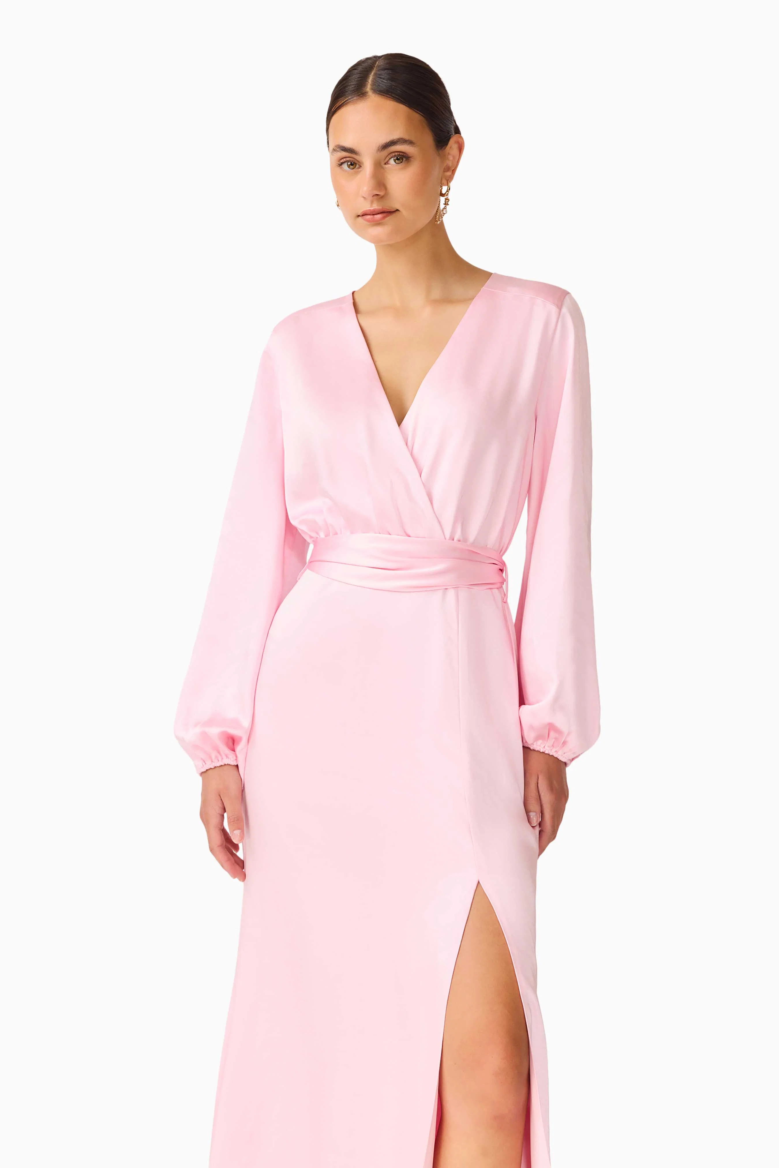 Kai Long Sleeve Maxi Dress in Pale Pink