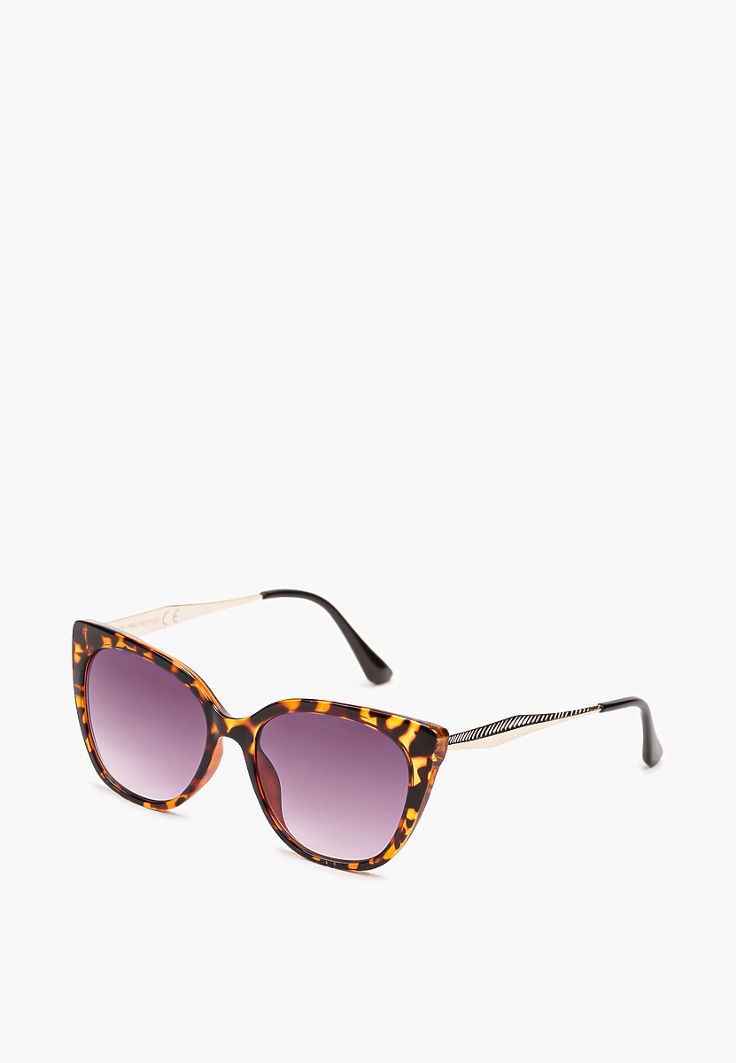 Brązowo-Beżowe Okulary Przeciwsłoneczne Cat Eye z Filtrem UV Jullea