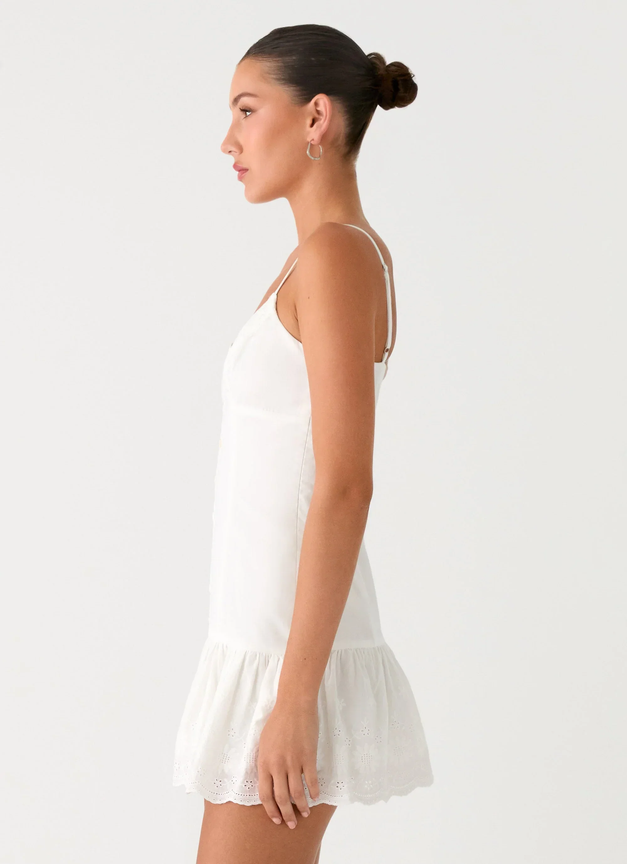 Sync Love Broderie Mini Dress - White - luluinthesky