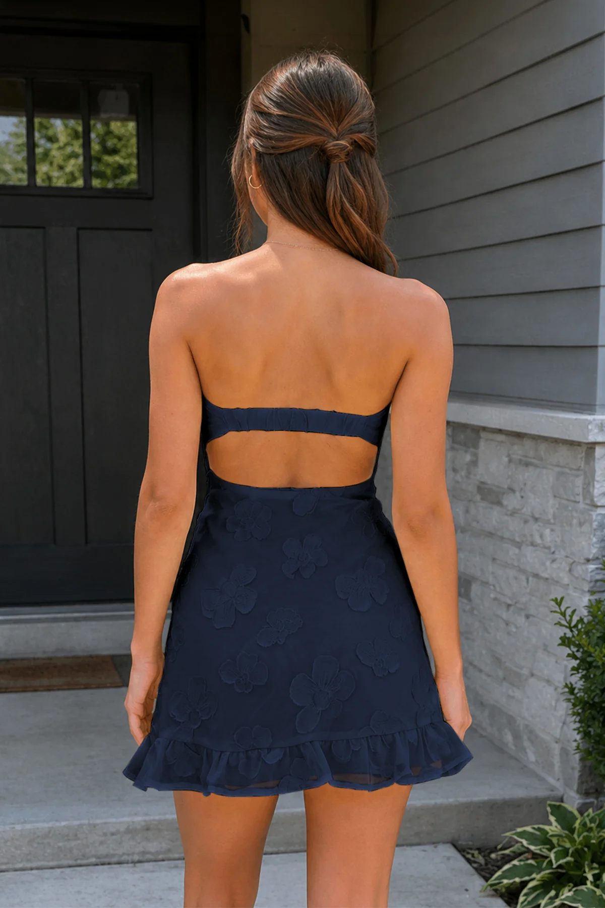Yellow Sweetheart Embroidered Tulle Ruffled A-Line Homecoming Dress