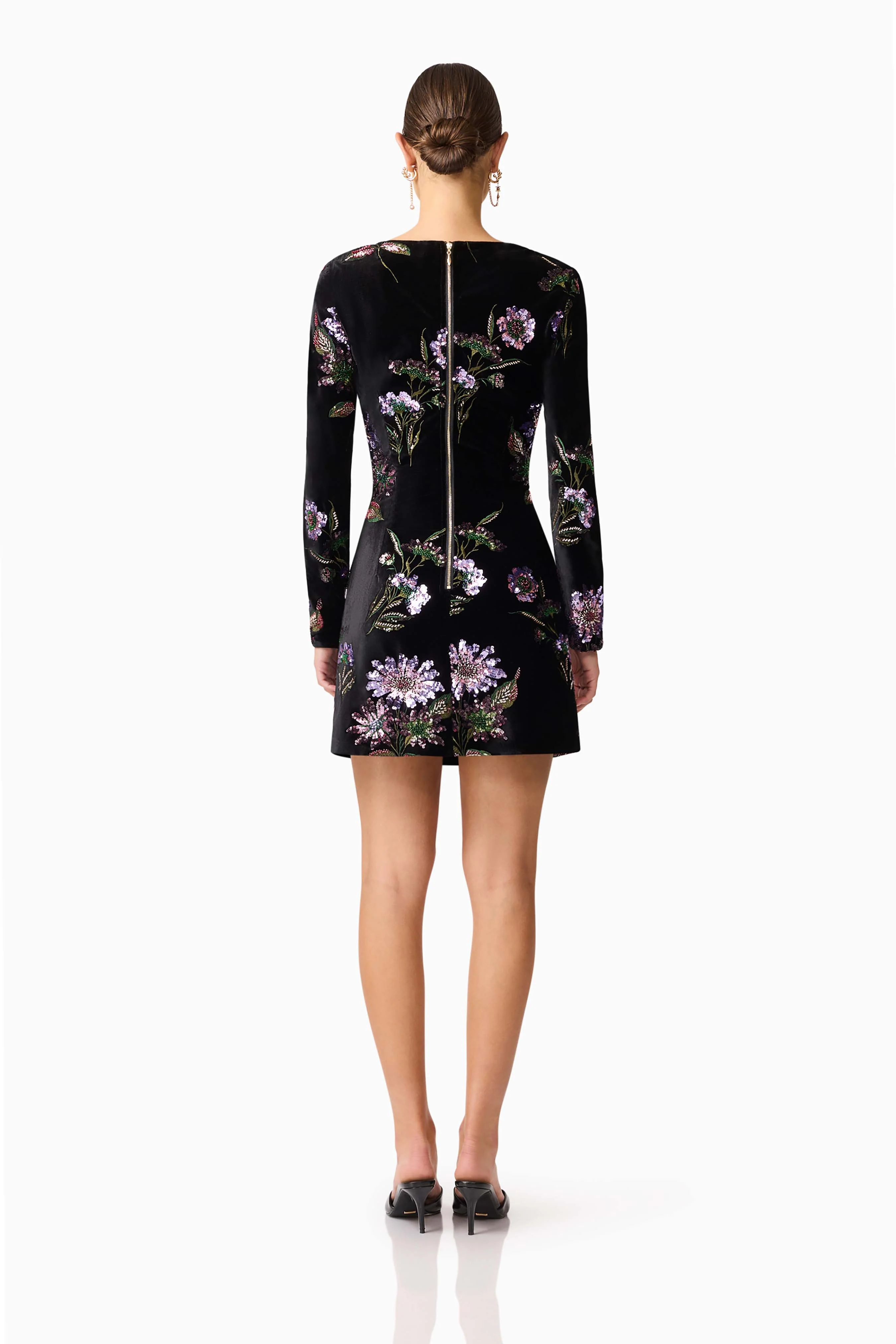 Clio Long Sleeve Mini Dress in Black