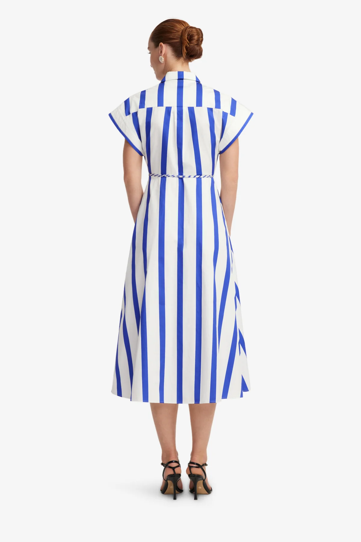 Aubrey Striped Shirt Midi Dress - Navy