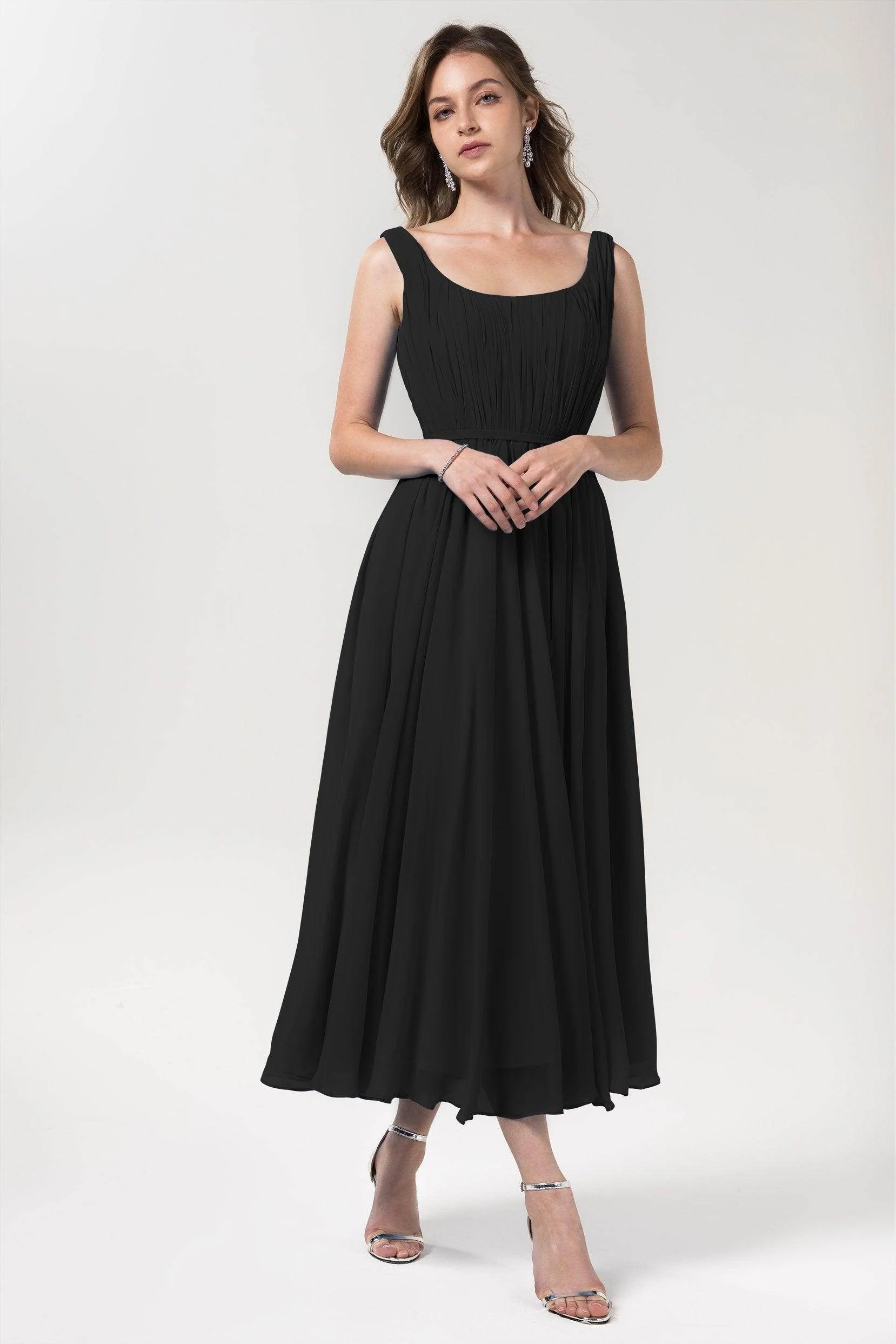 A-Line Tea Length Chiffon Bridesmaid Dress CB0555