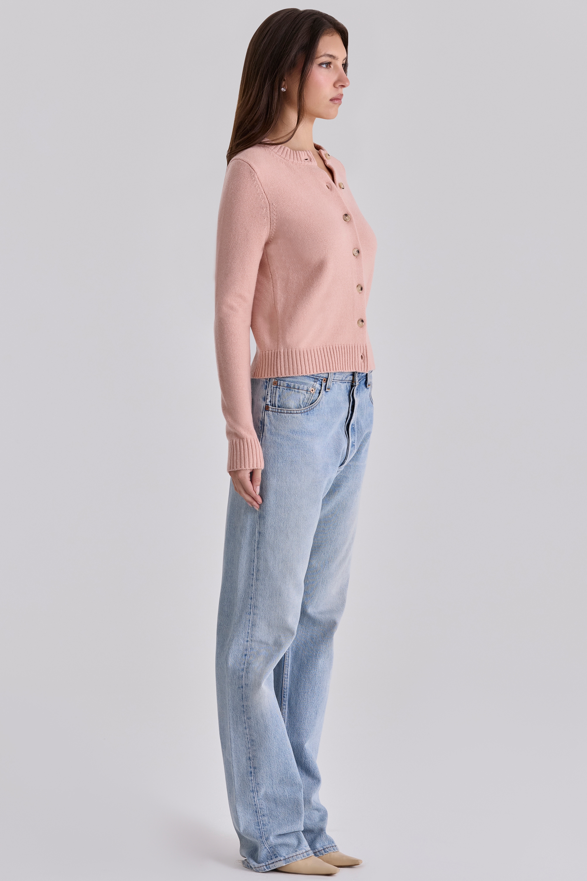 Peach Cashmere + Merino Wool Cardigan