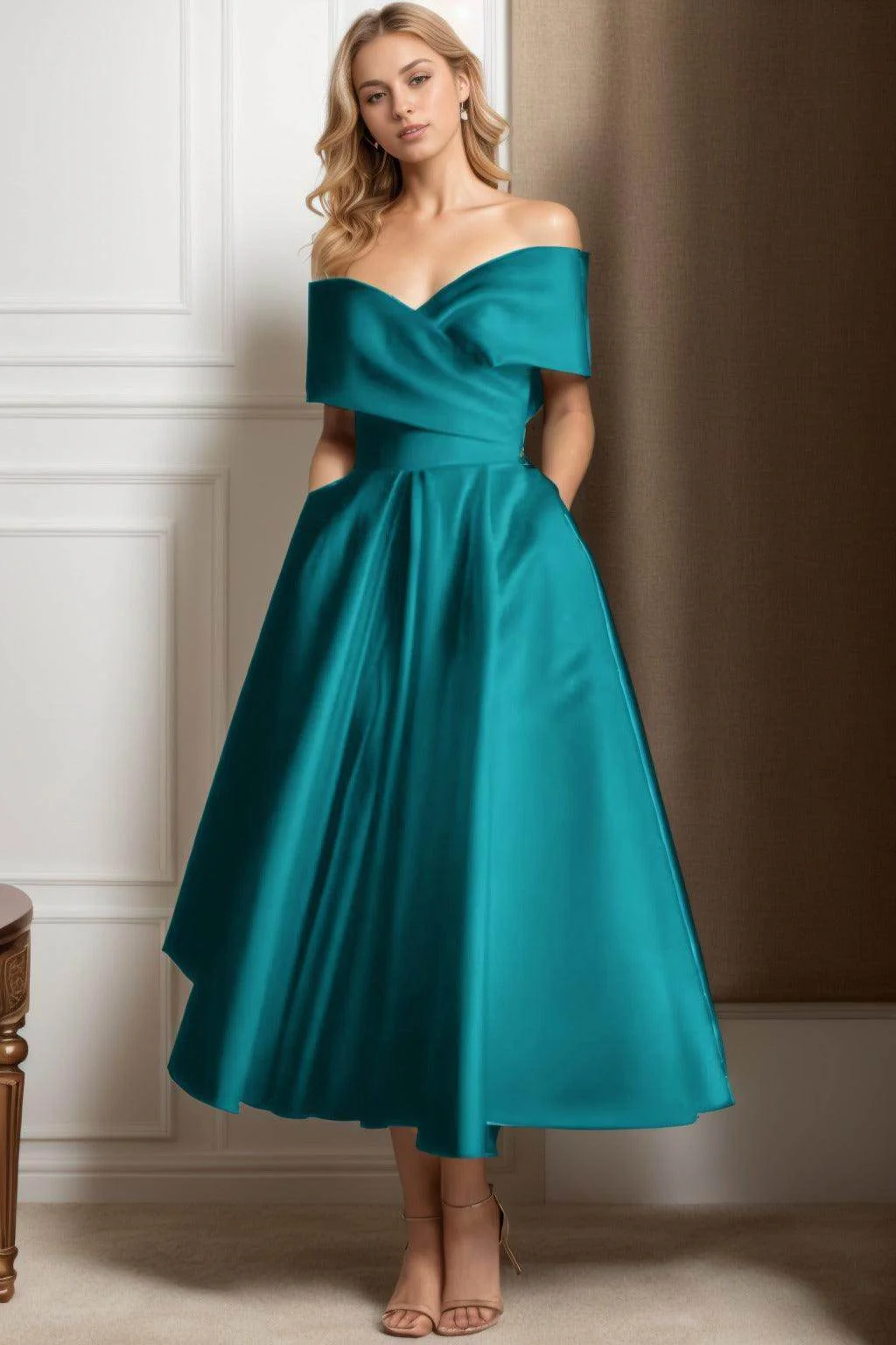 A-Line Ankle Length Satin Graduation Dresses CS0564