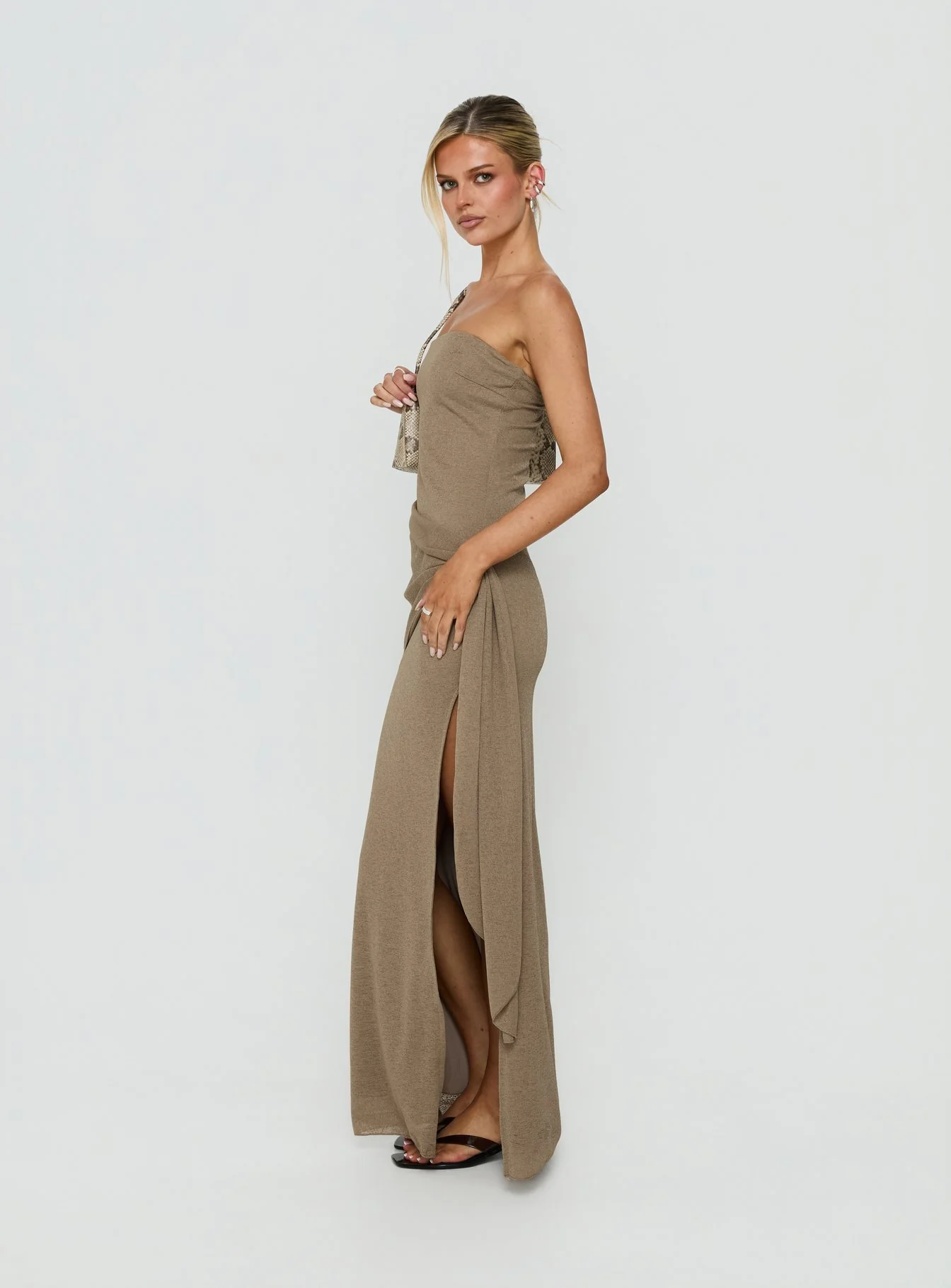 Analeah Strapless Maxi Dress Brown