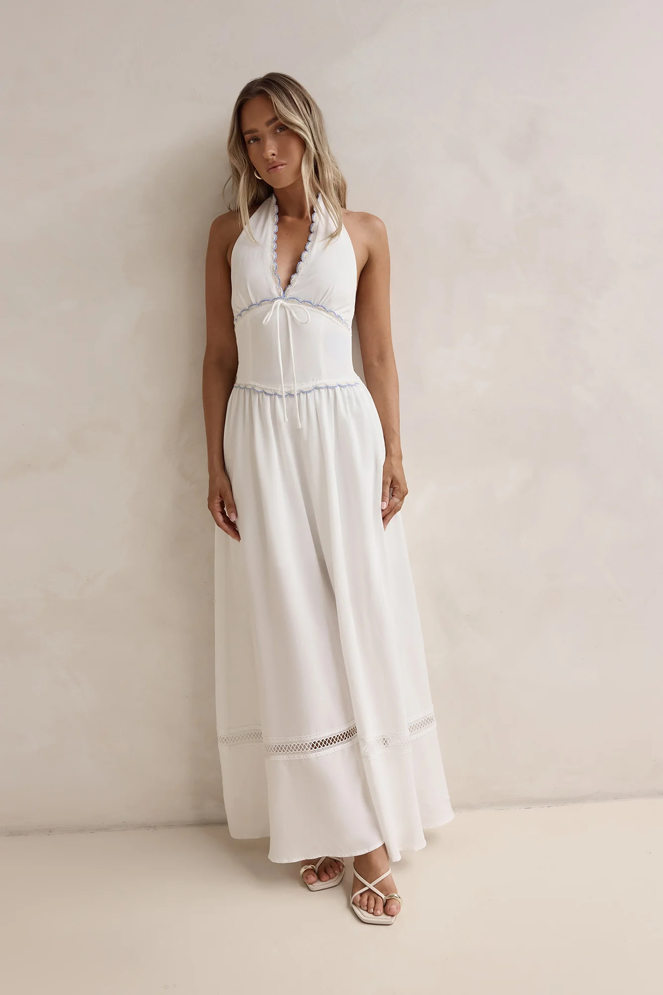 Days Of Dreaming Halter Maxi Dress White - luluinthesky