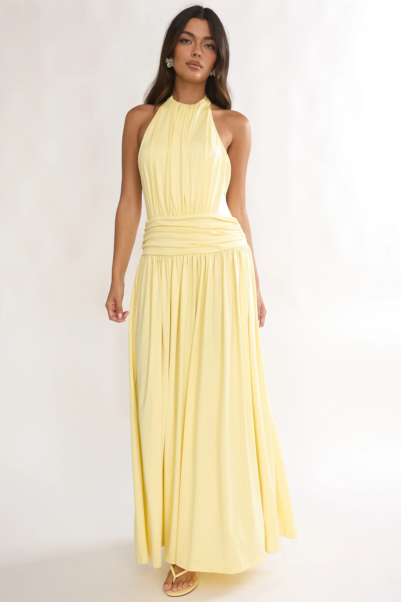 Trouville Backless Halter Maxi Dress Sunflower