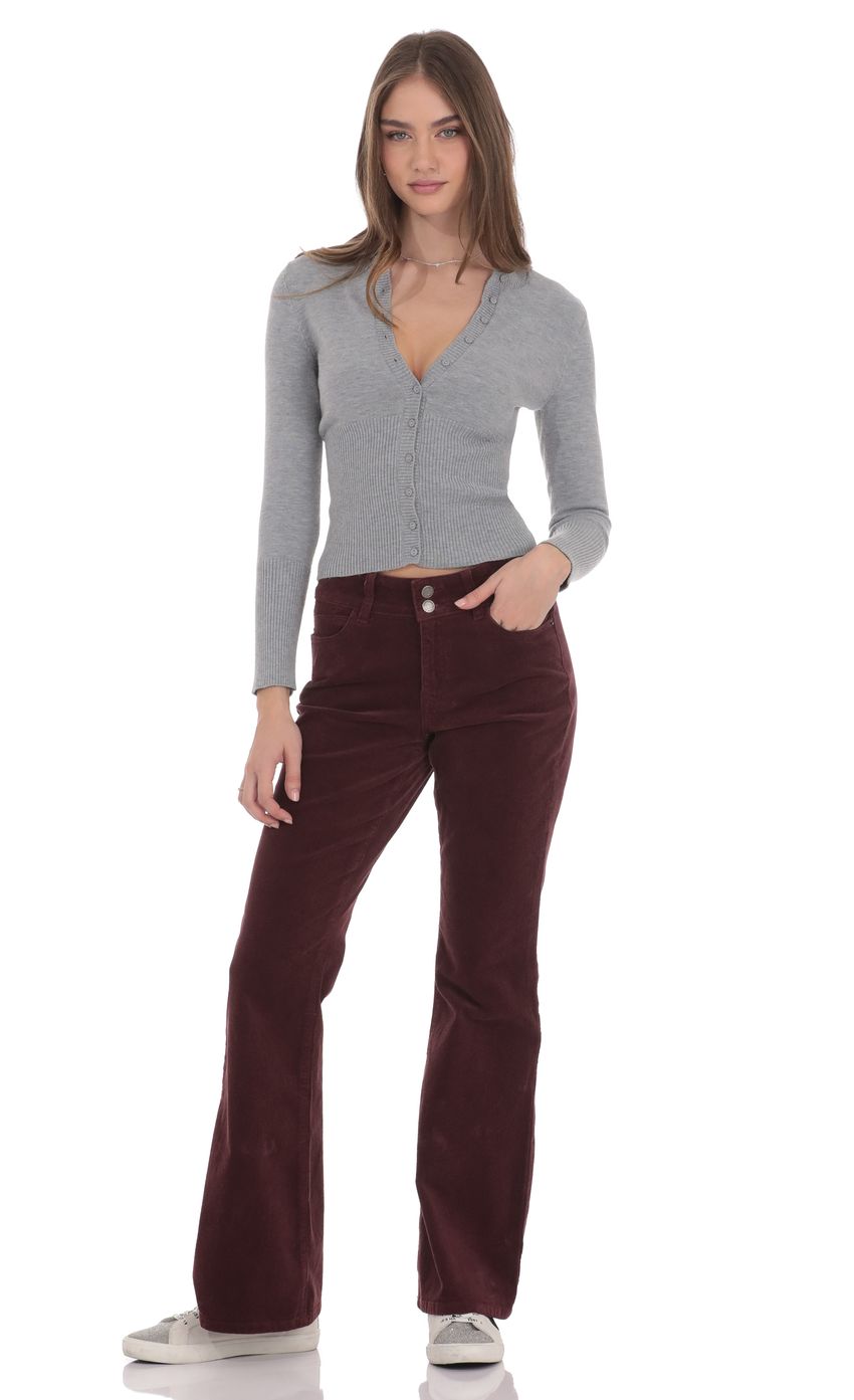 Corduroy Flare Jeans in Burgundy