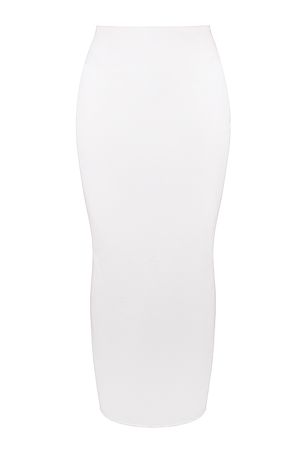 White Cotton Twill Maxi Skirt