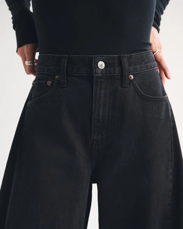 Drapey Rigid High Rise Ultra Barrel Jean - Black