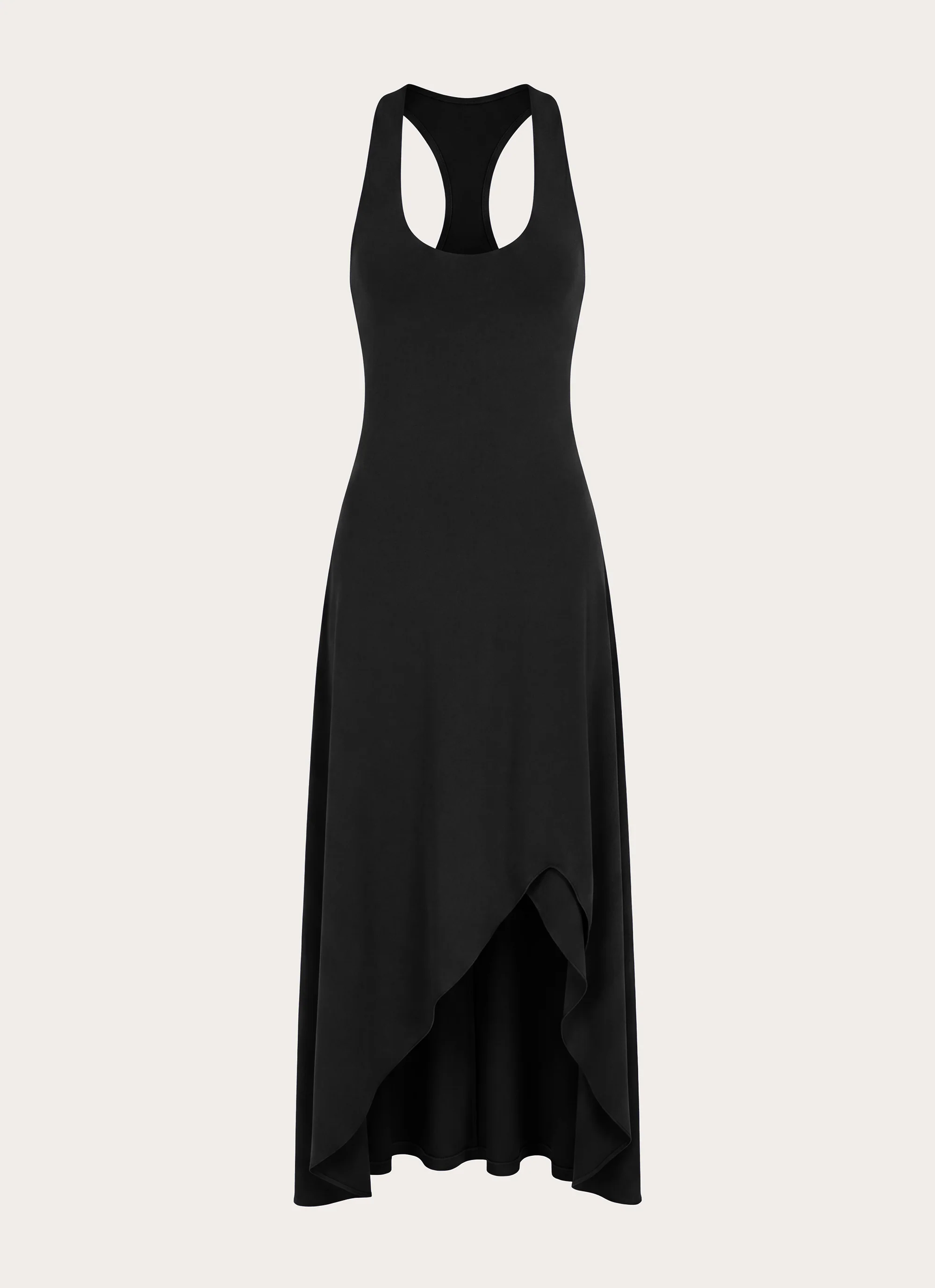 Kyrra Asymmetrical Midi Dress - Black - luluinthesky