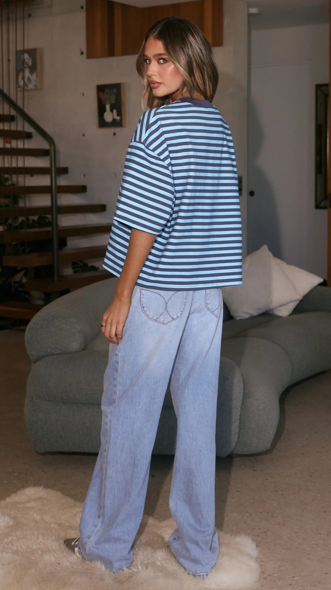 Paige Tee - Blue Stripe