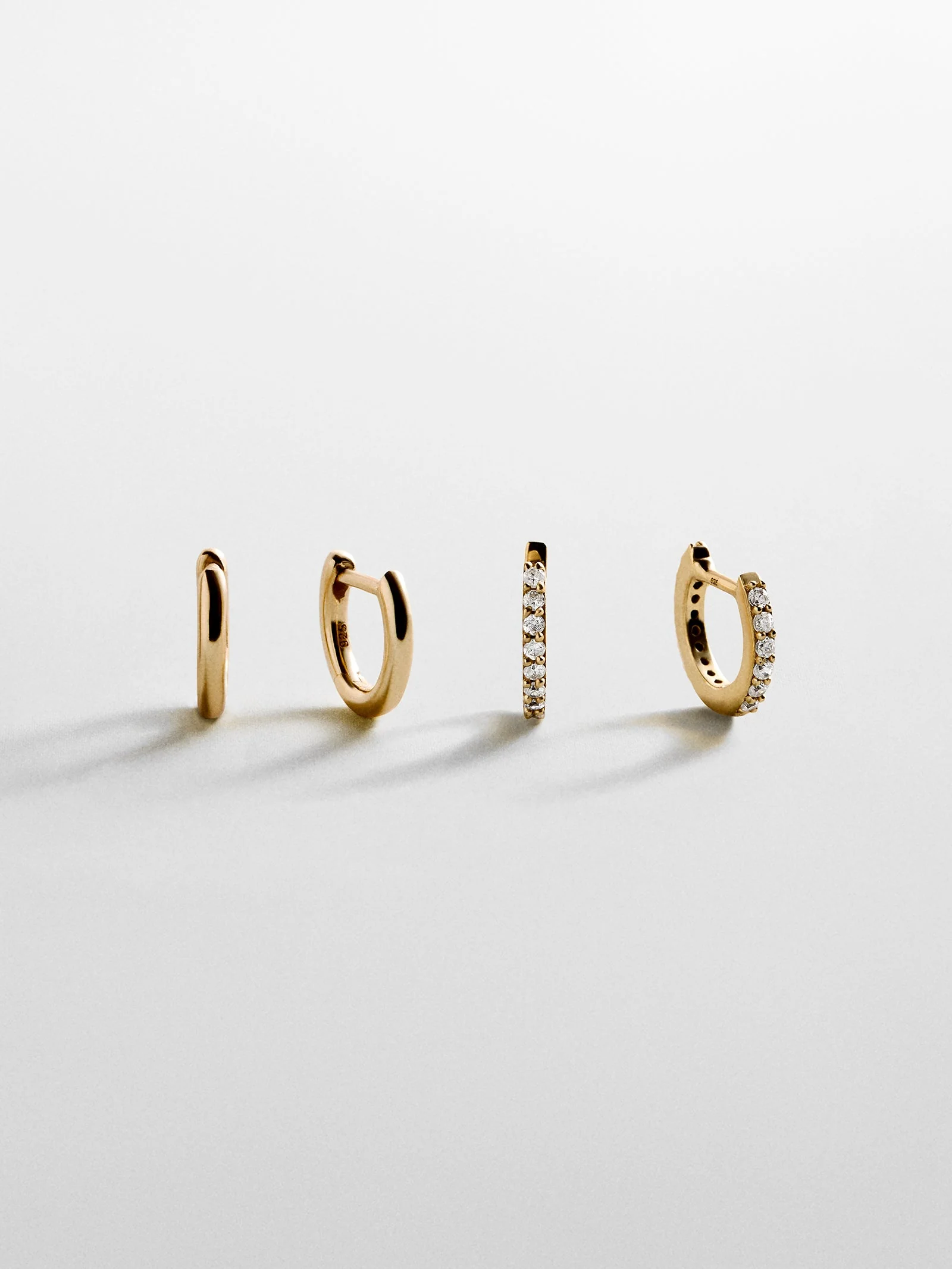 Nicole 14K Gold Earring Set - Gold/Pavé