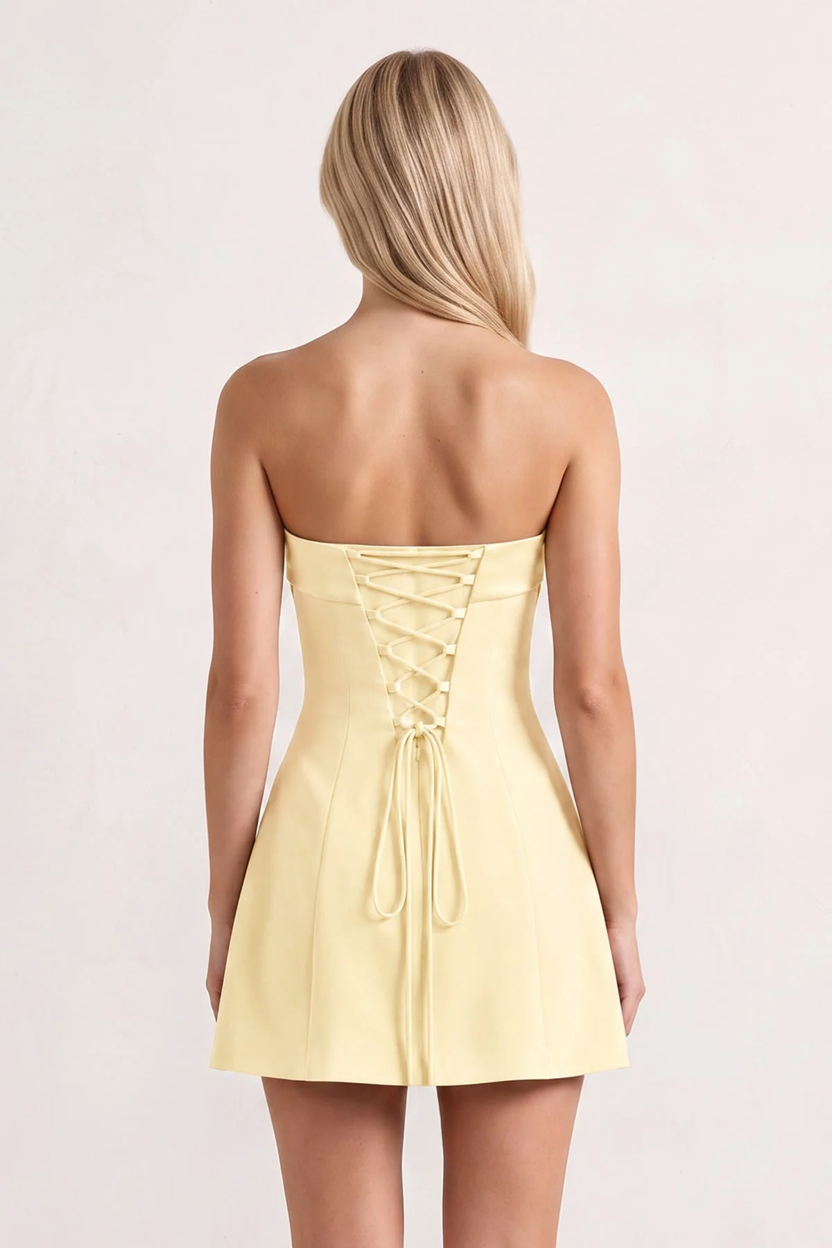 Sky Blue Bowknot Strapless Sheath Satin Homecoming Dress