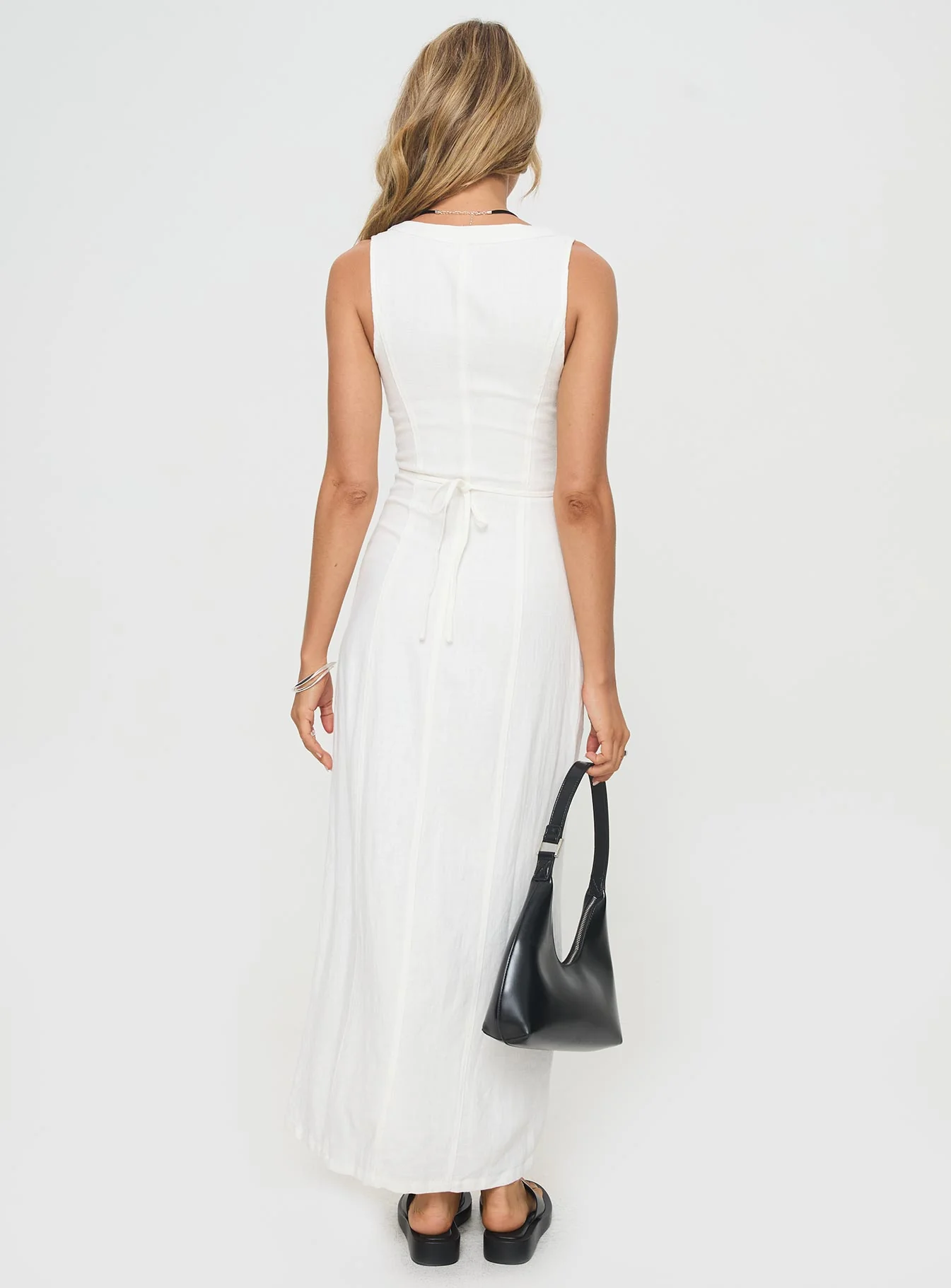 Summer Season Linen Blend Maxi Dress White - luluinthesky