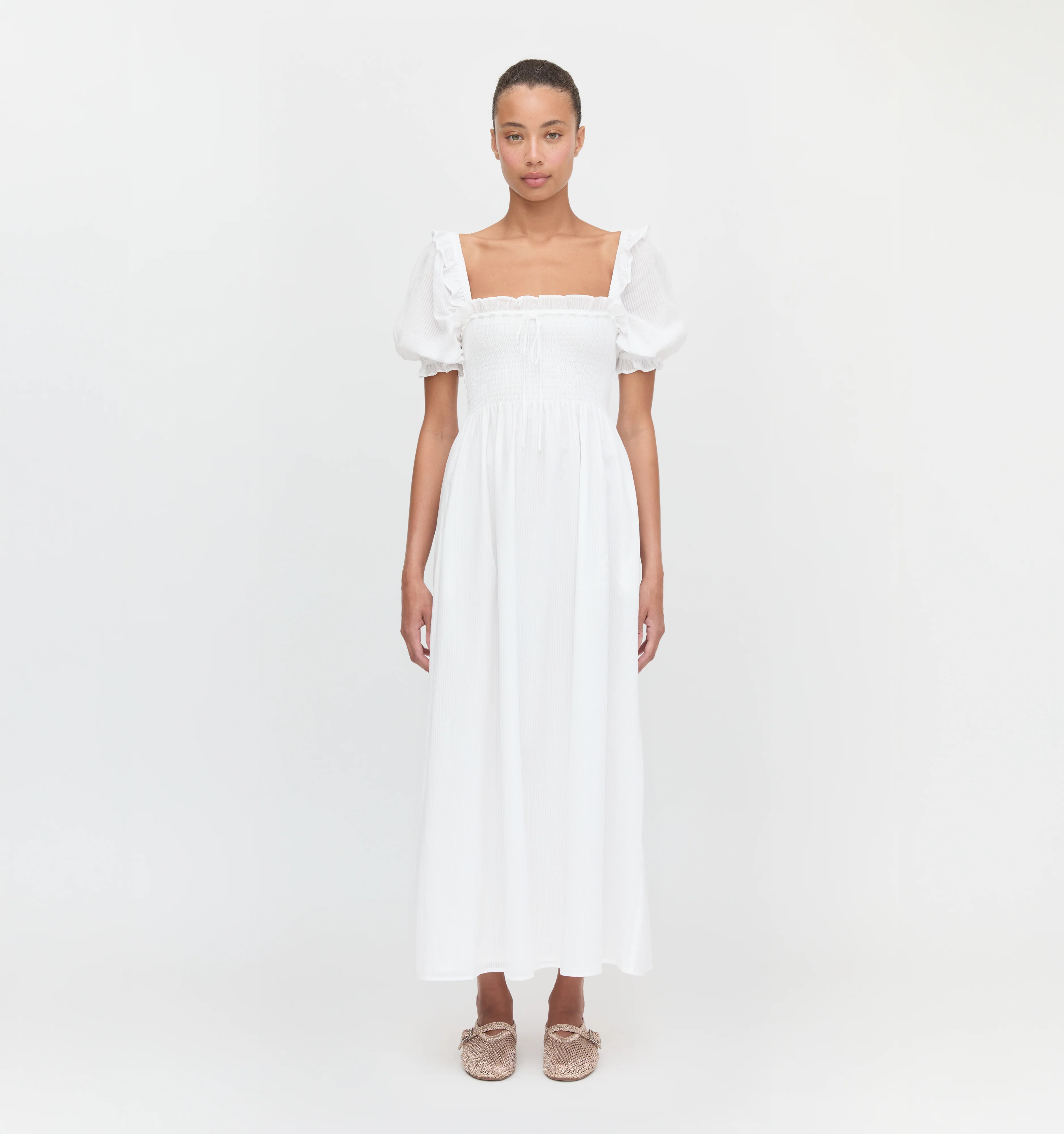 The Scarlett Nap Dress - White Shadow Stripe