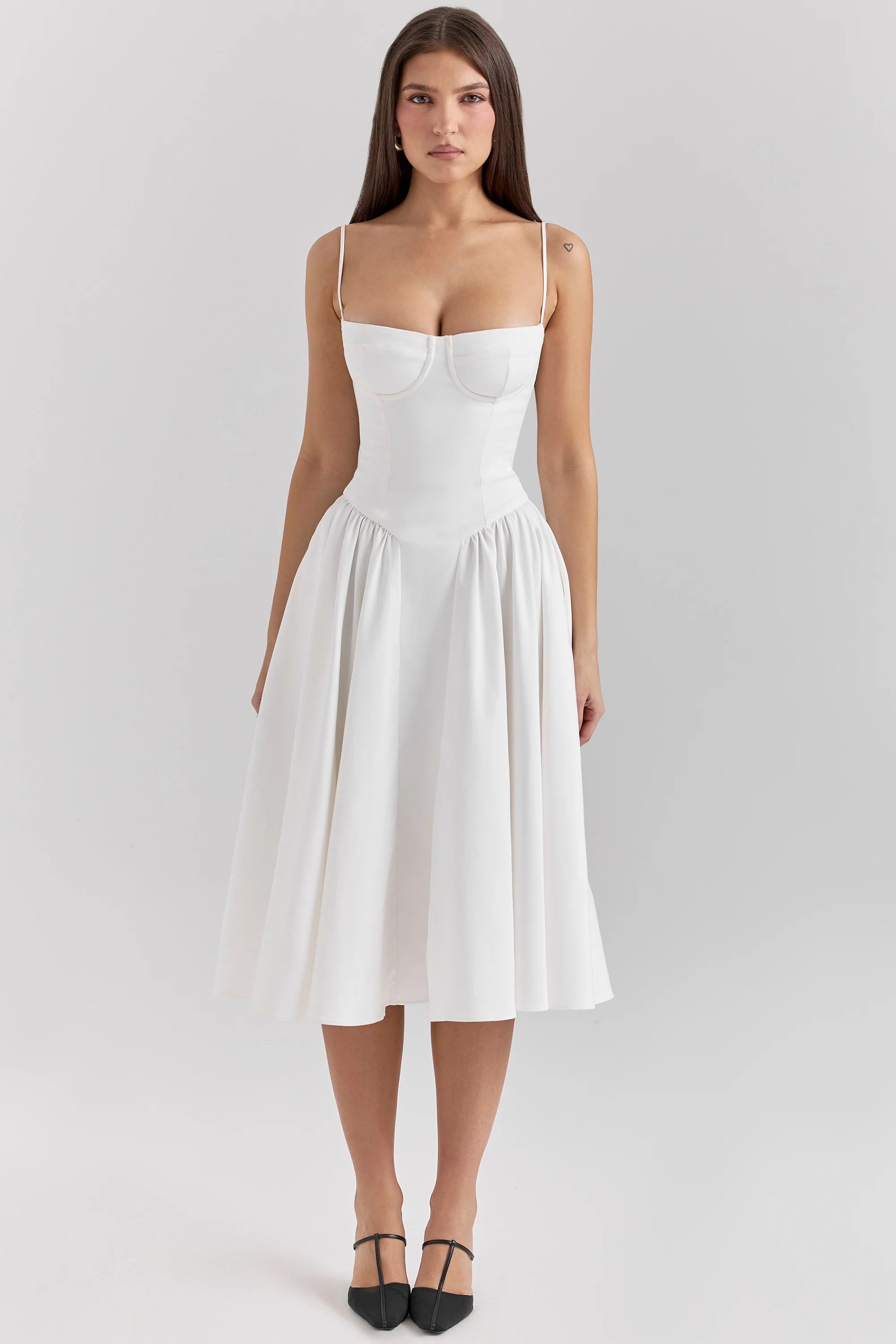 white corset midi dress