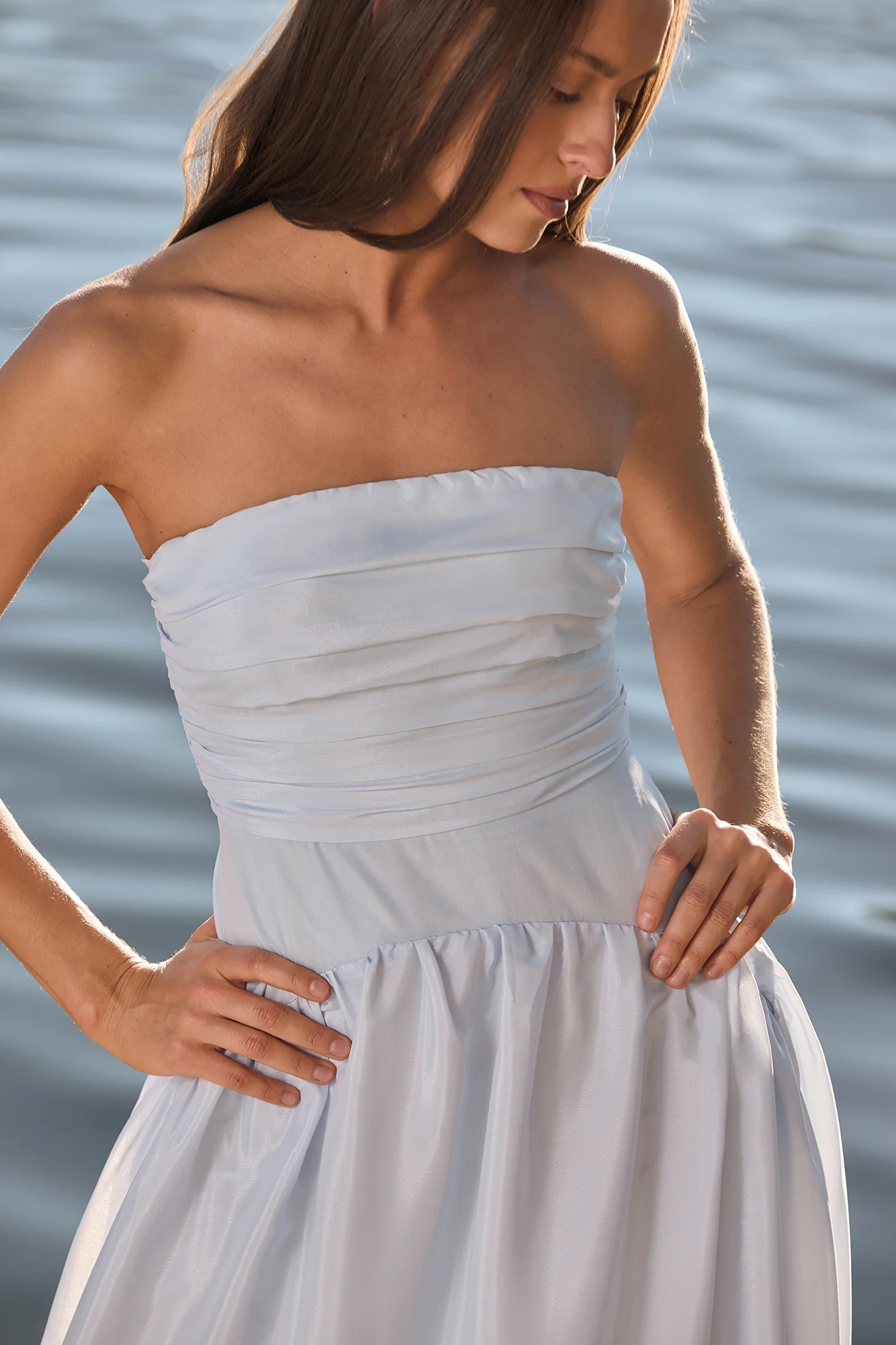 Delicate Dreams Strapless Maxi Dress Light Blue - luluinthesky