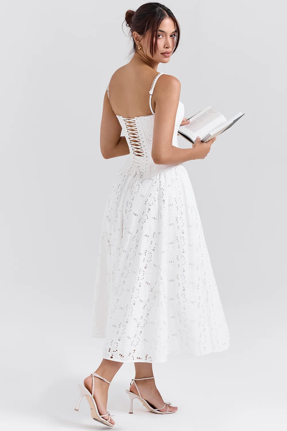 White Broderie Anglais Midi Skirt - luluinthesky
