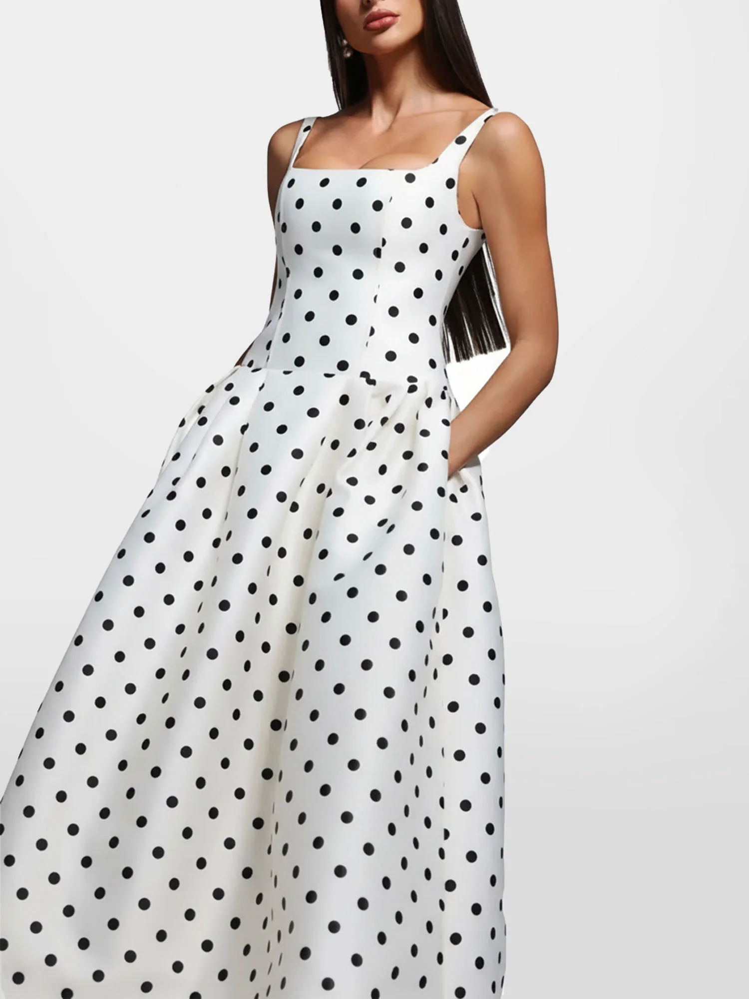 Polka Dot Maxi Dress Evening Flair