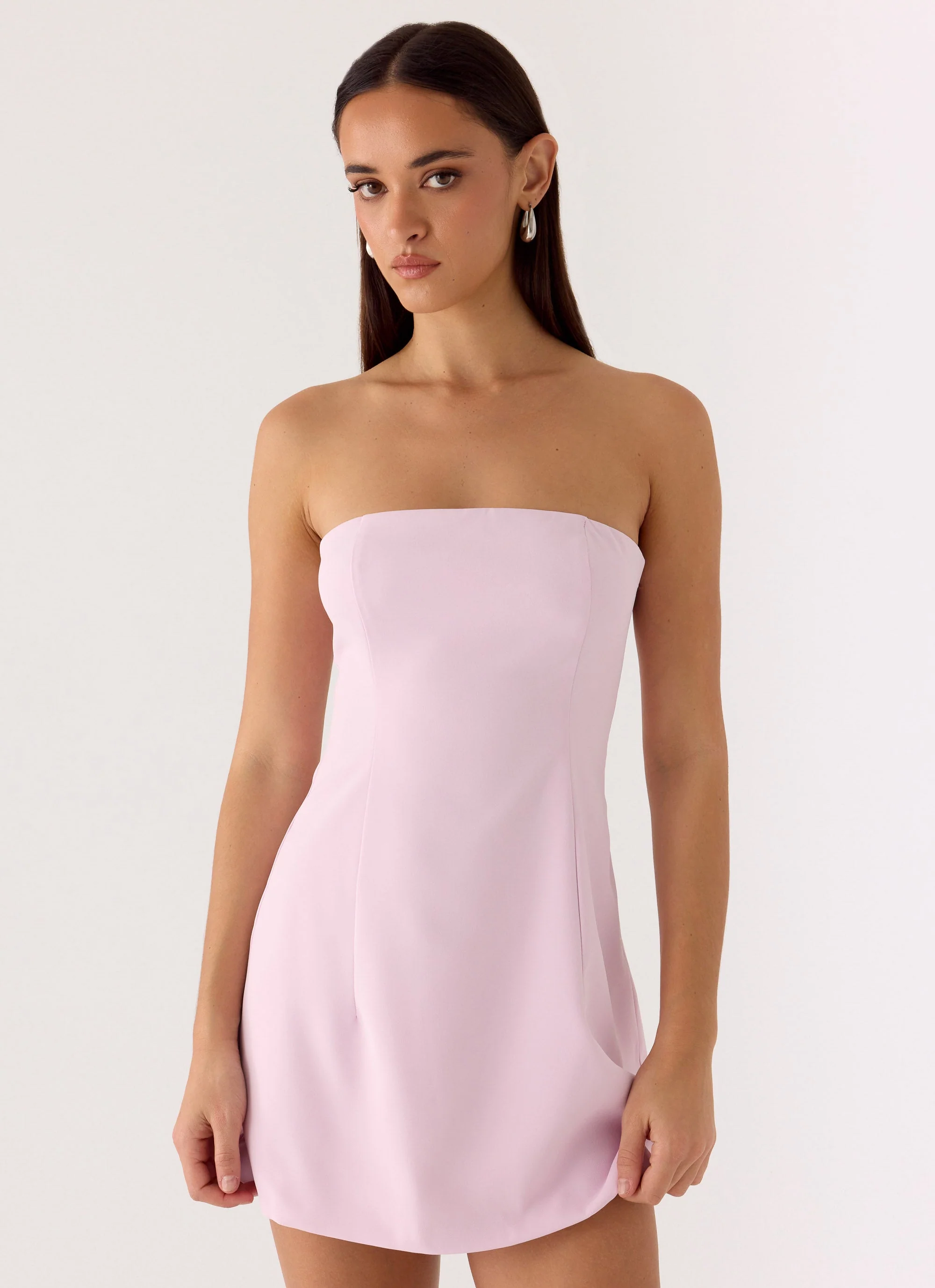 Della Strapless Mini Dress - Pink - luluinthesky