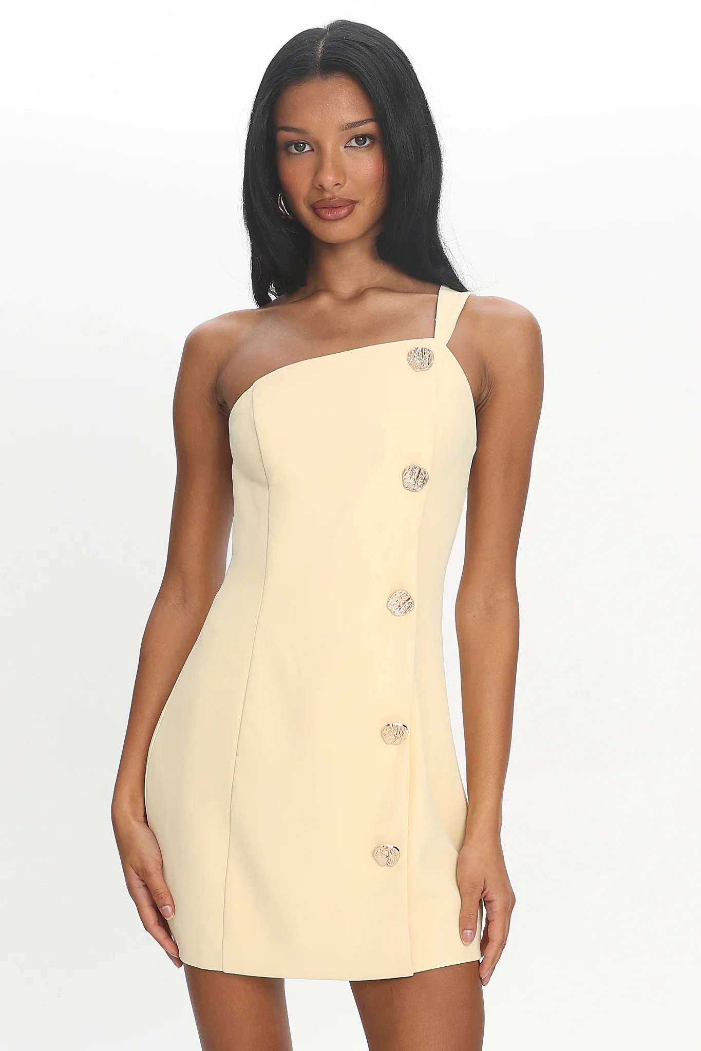 Gala Nights Button Mini Dress Yellow - luluinthesky