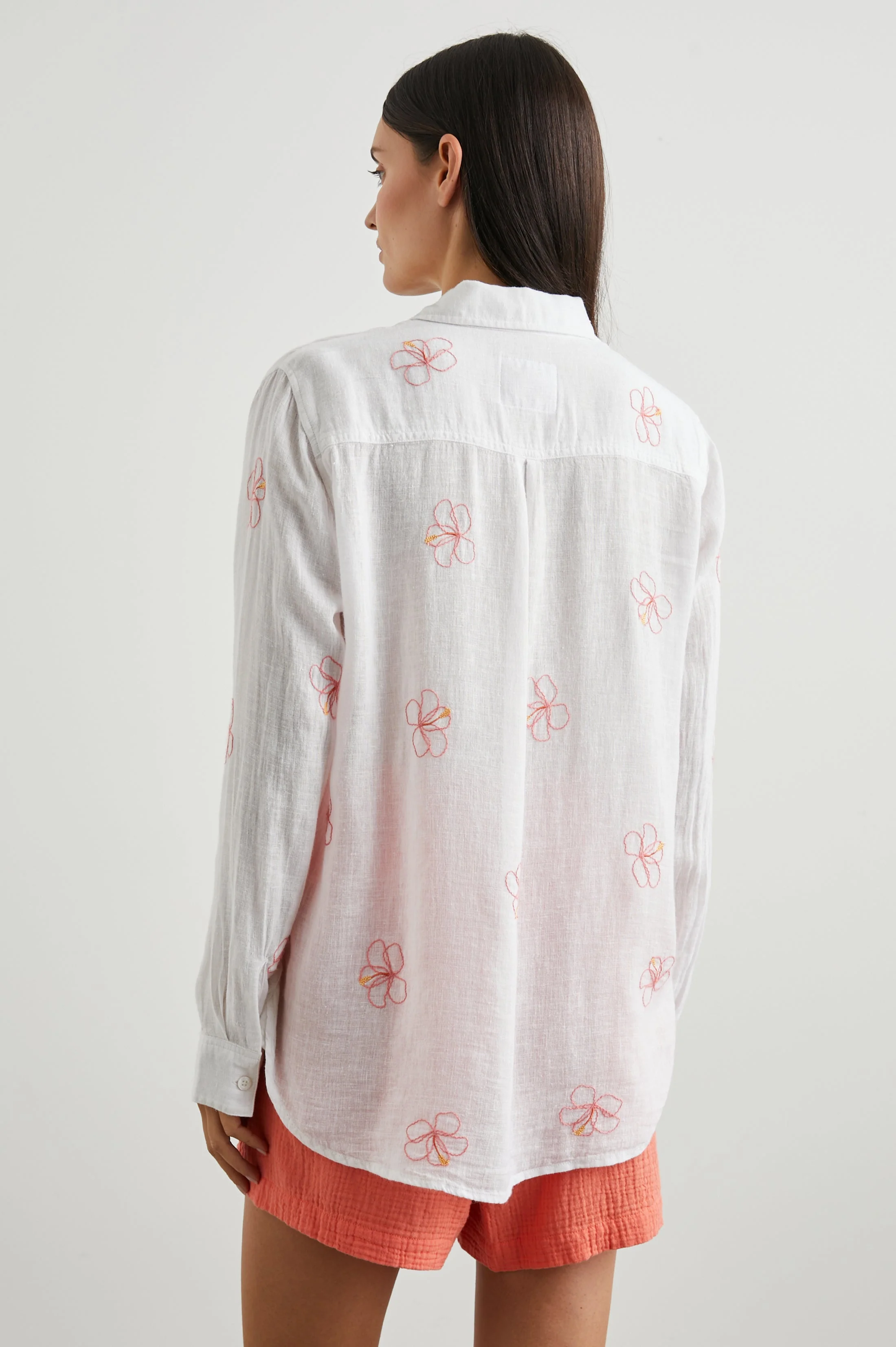 Charli Shirt - Hibiscus Embroidery