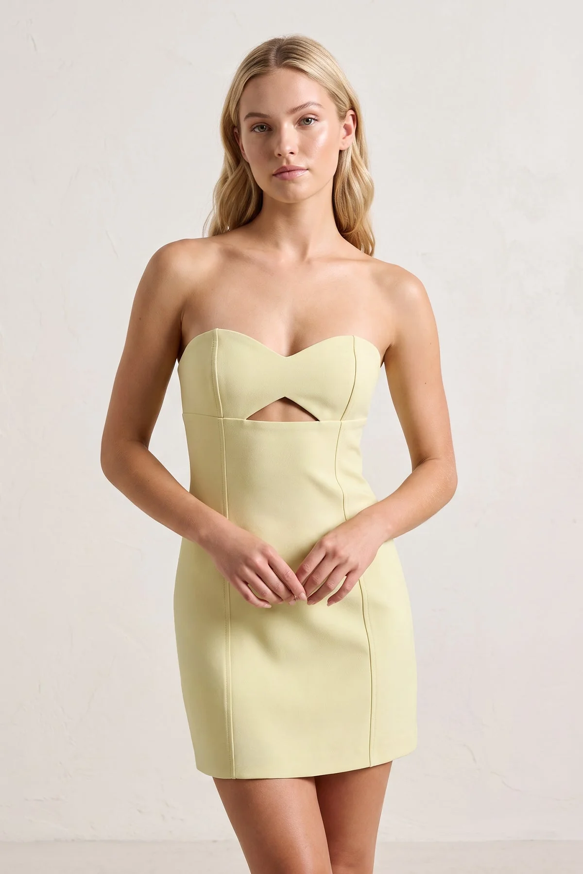 Yellow Sweetheart Keyhole Sheath Satin Homecoming Dress