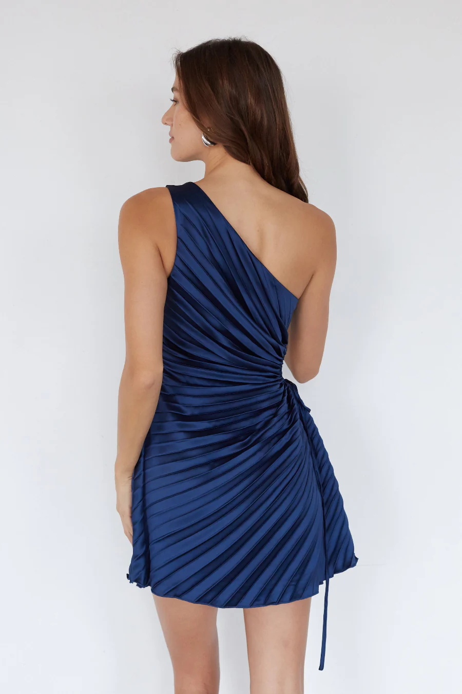 Carrie One Shoulder Plisse Mini Dress - luluinthesky