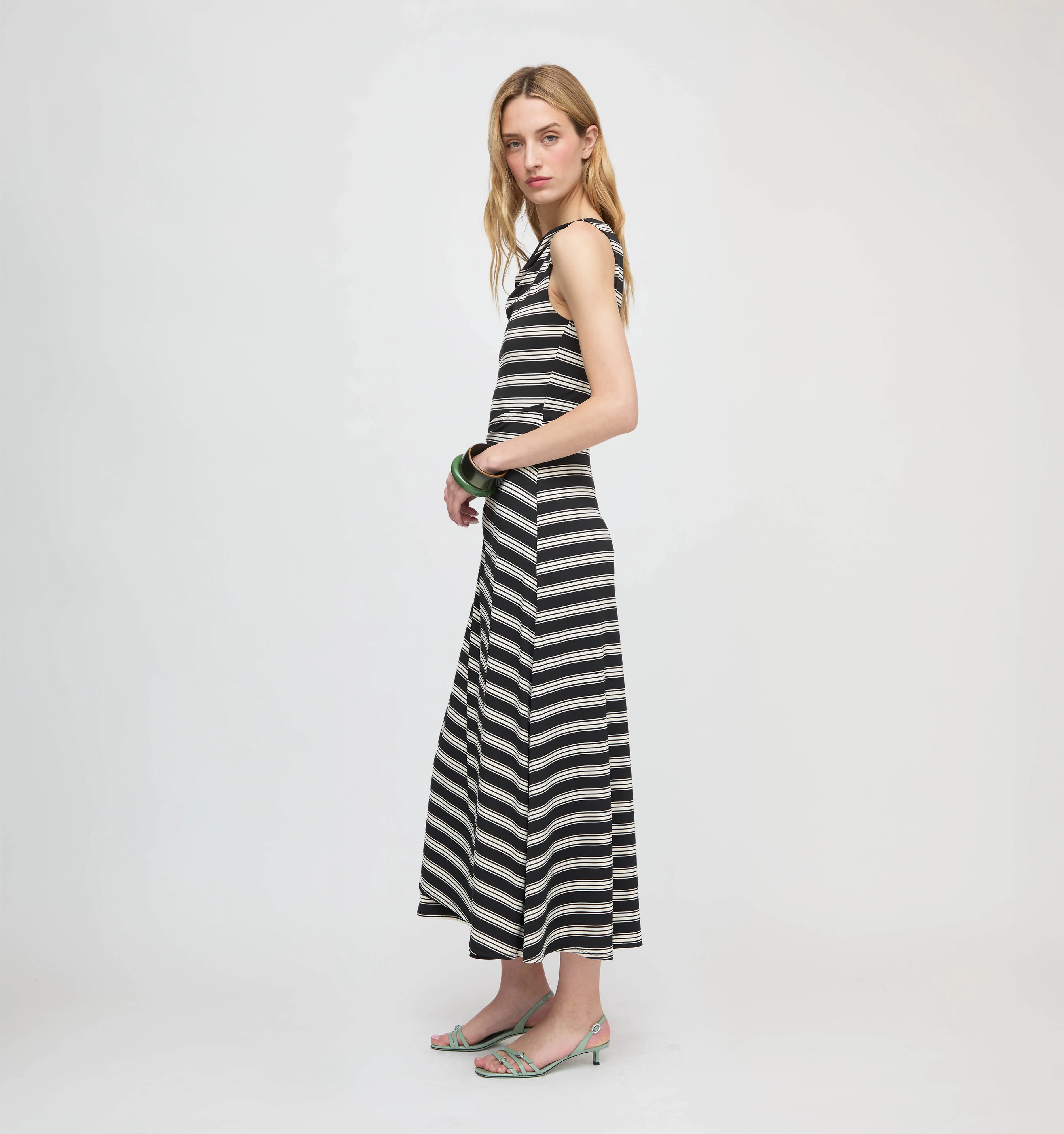 The Jayne Dress - Black/Ivory Stripe