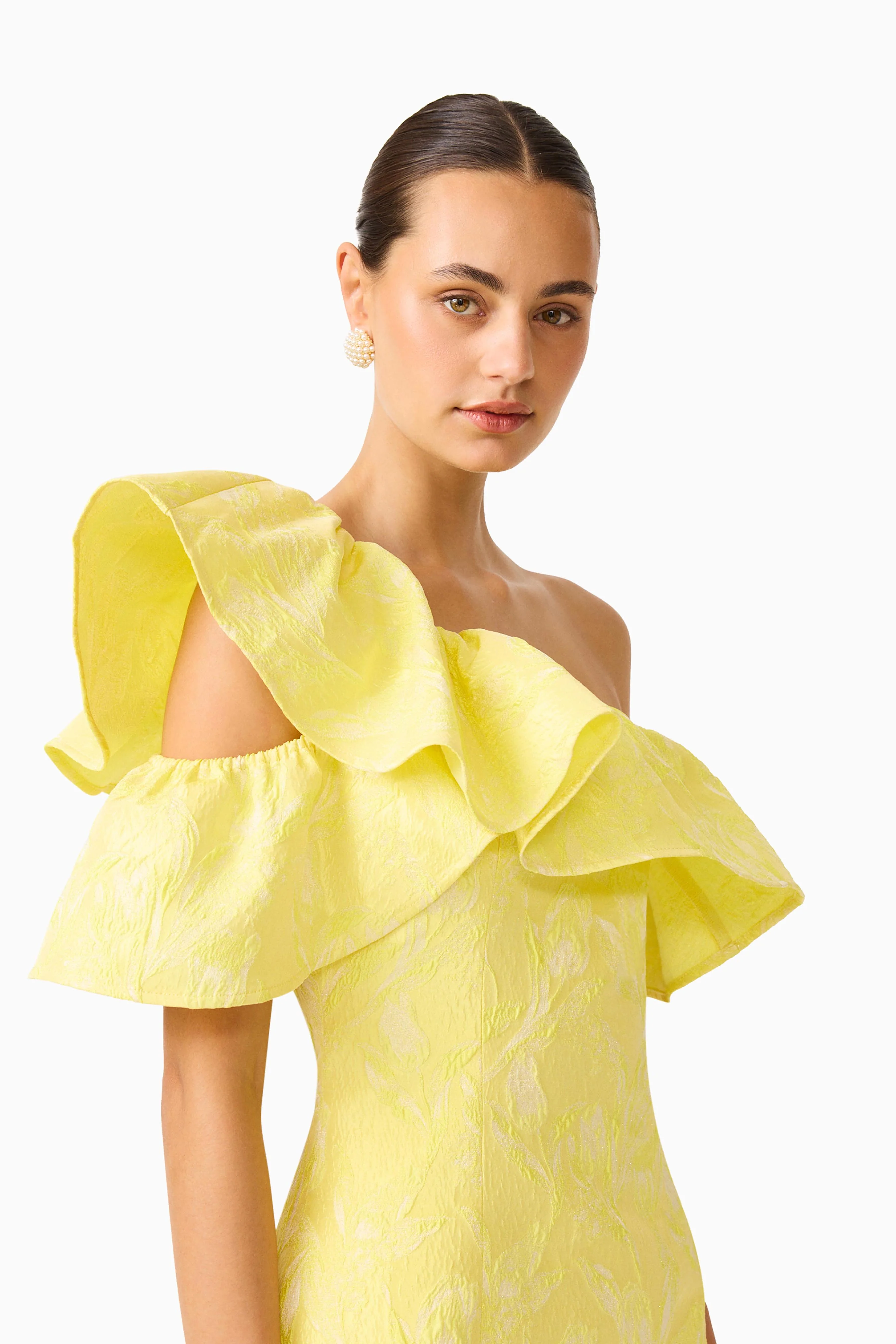 Luella One Shoulder Mini Dress in Yellow