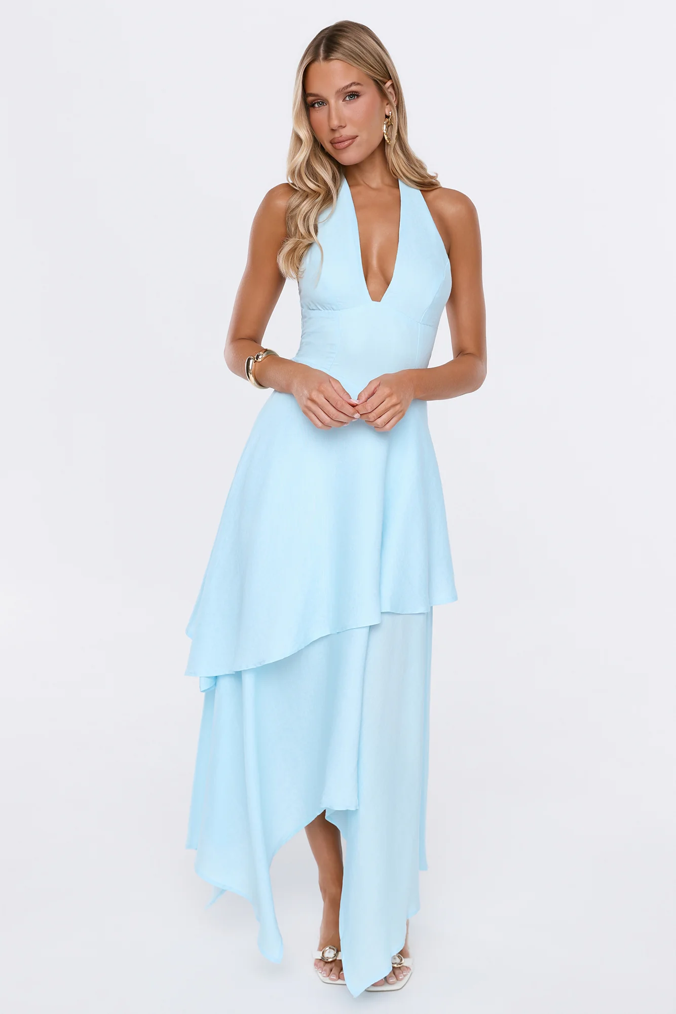 Styled For Tonight Halter Midi Dress Aqua