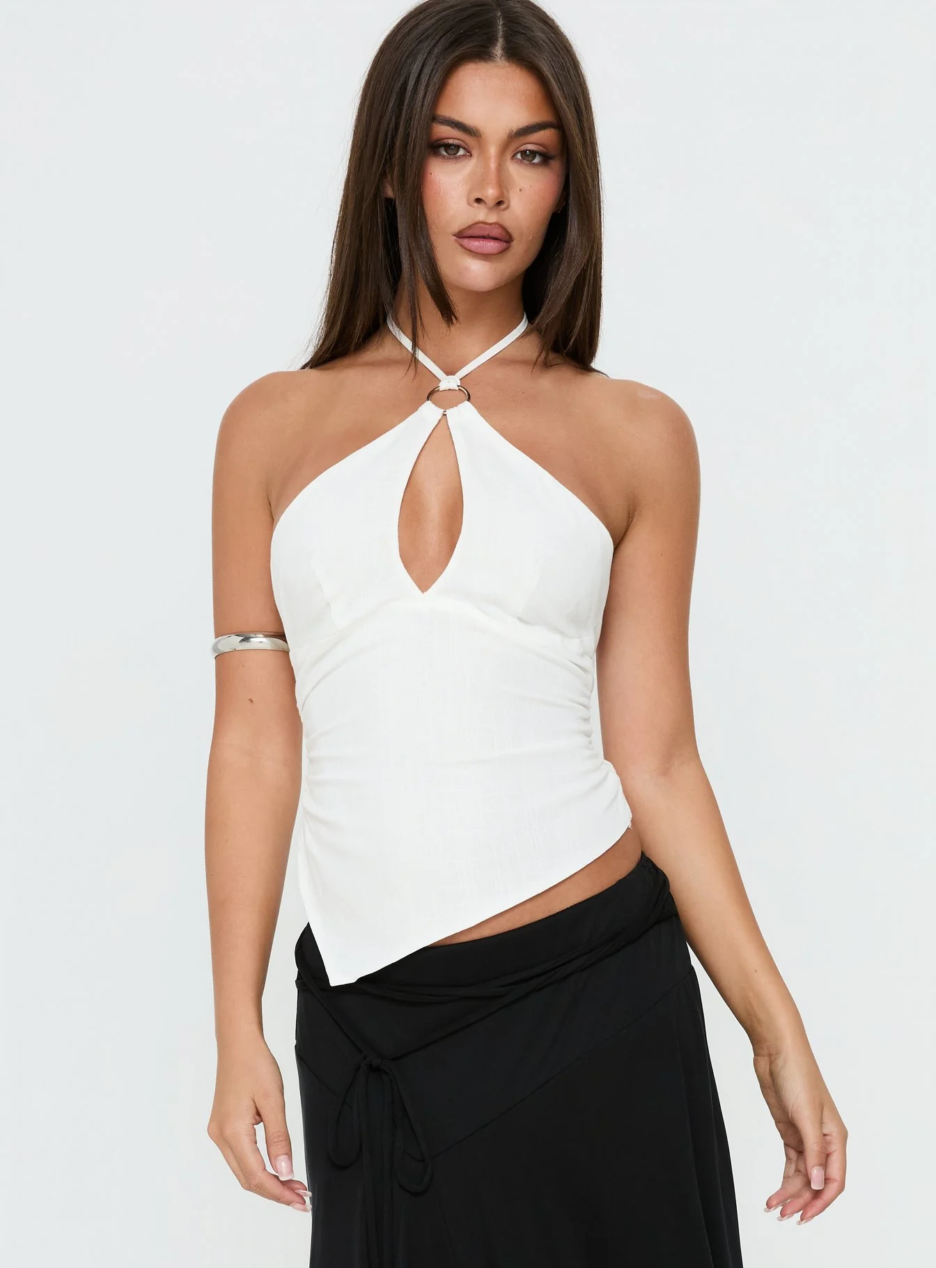 Idiana Halter Keyhole Top Cream