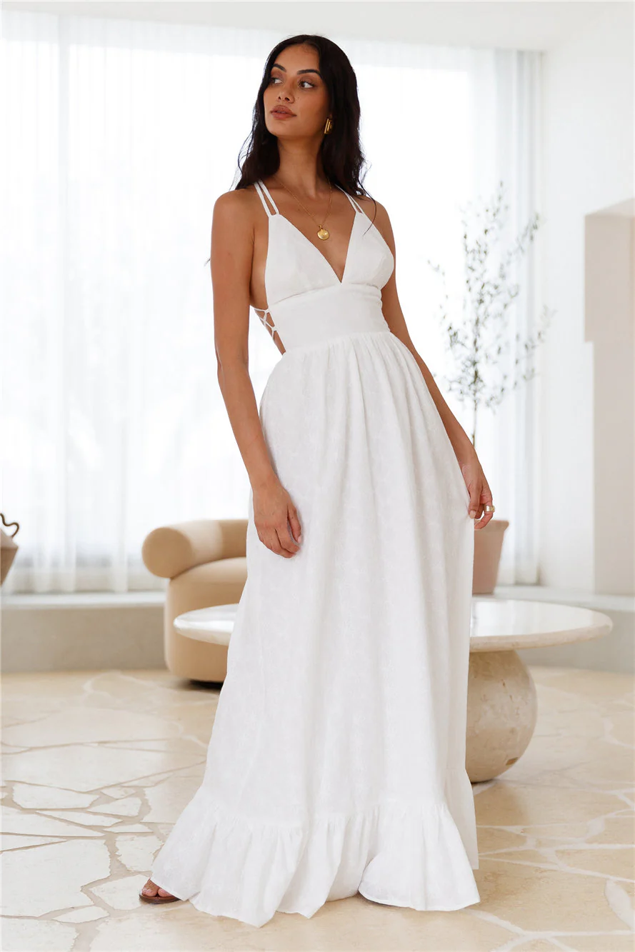 Crystal Clarity Maxi Dress White - luluinthesky