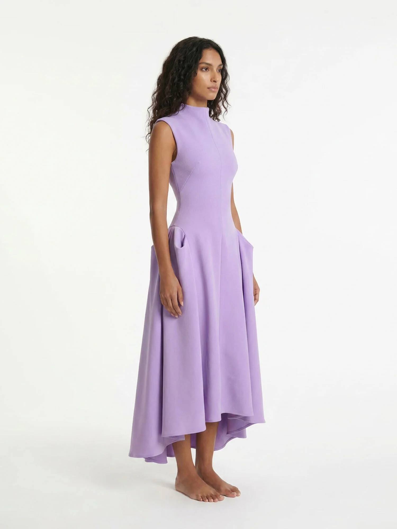 Lavender Sculpted Midi Dress