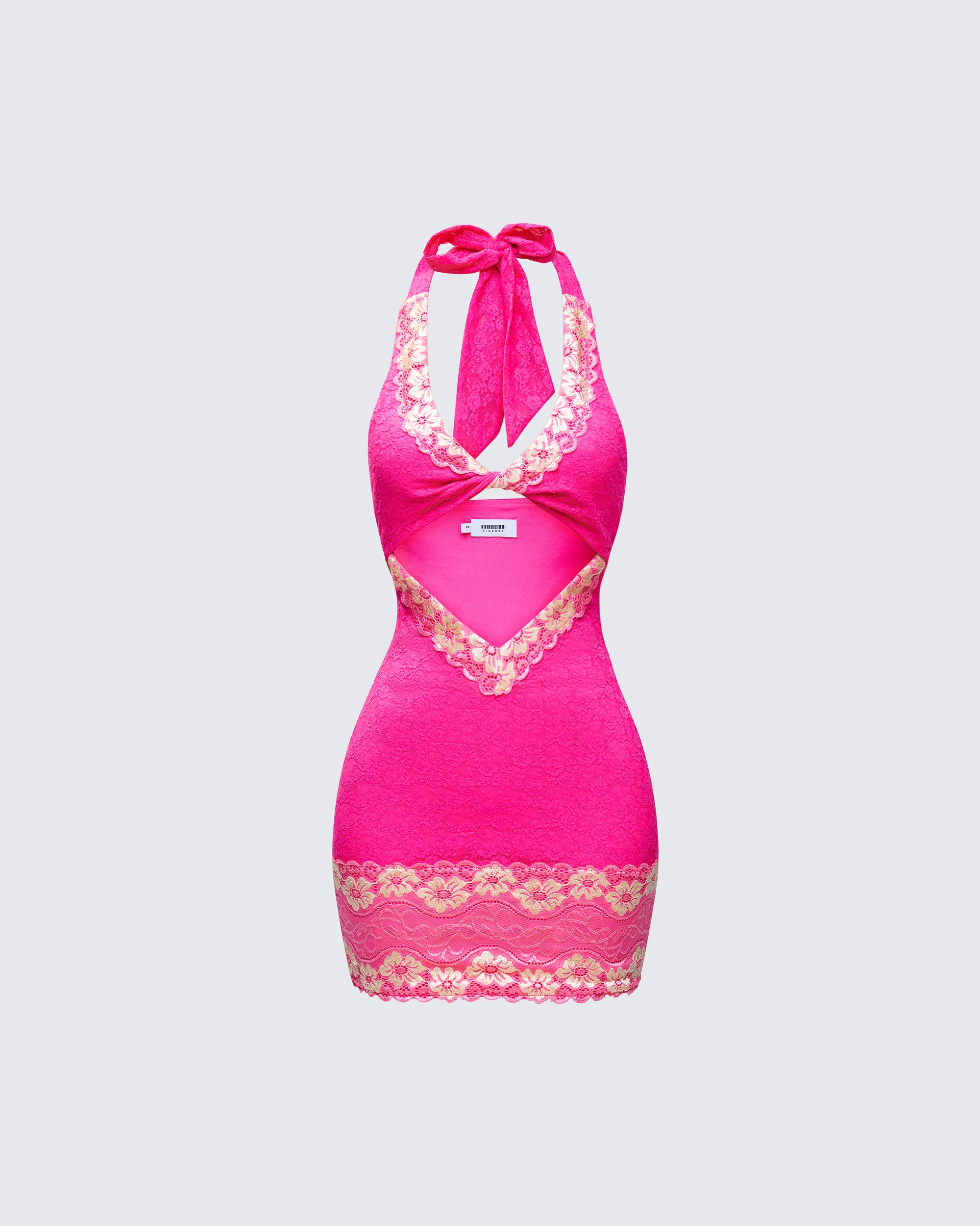 Rinna Pink Lace Cut Out Mini Dress