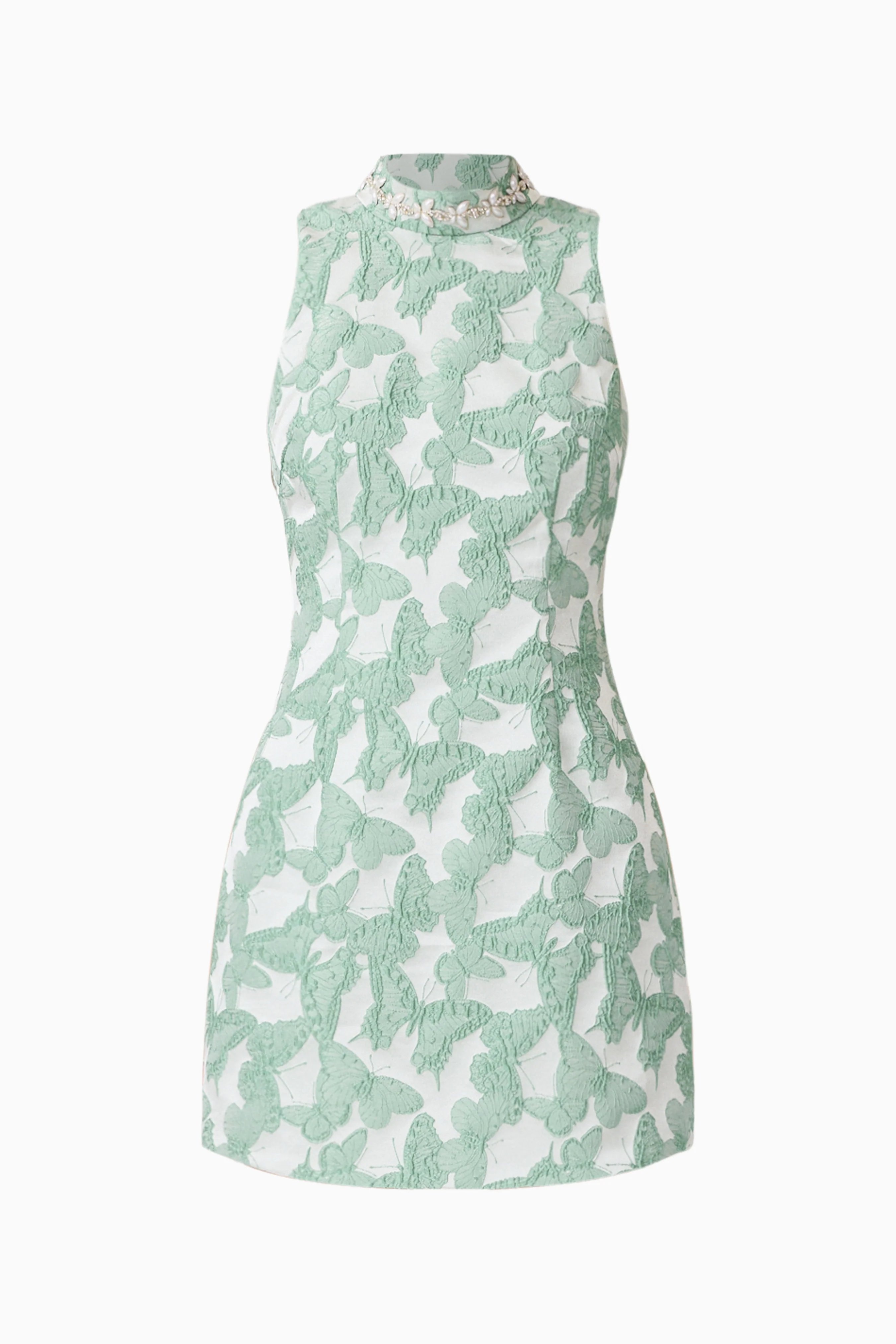 Lisette High Neck Mini Dress in Sea Green