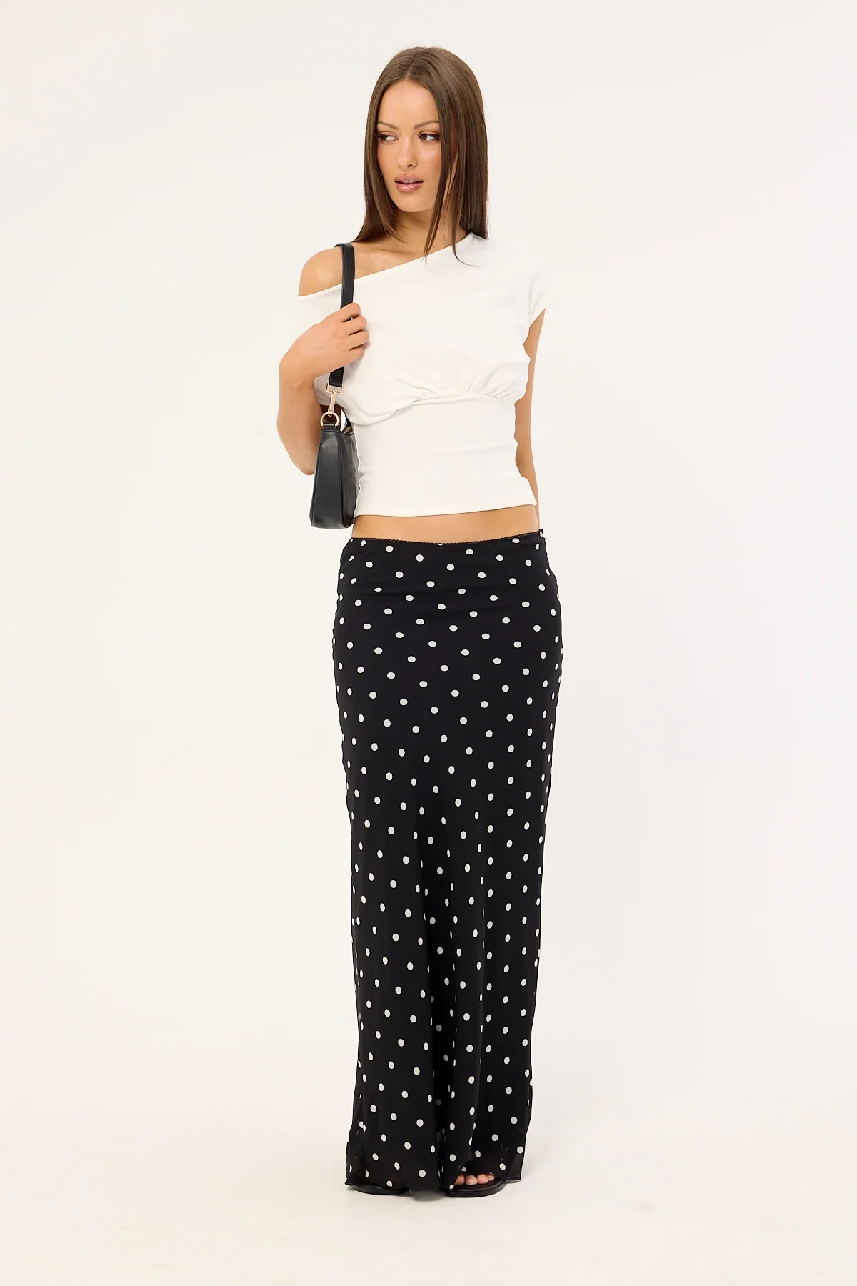 Perfect Stranger Polka Wish Maxi Skirt Black