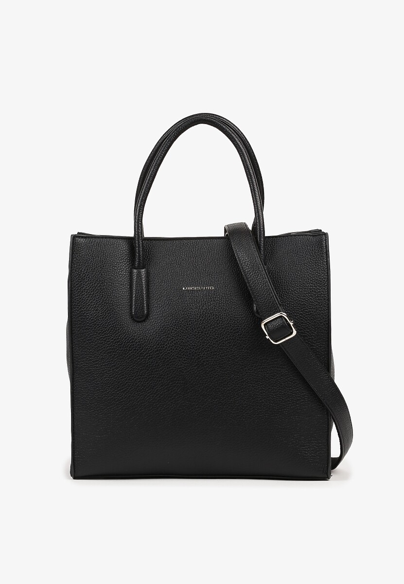 Czarna Klasyczna Torebka Typu Shopper z Paskiem Crossbody Nalireine